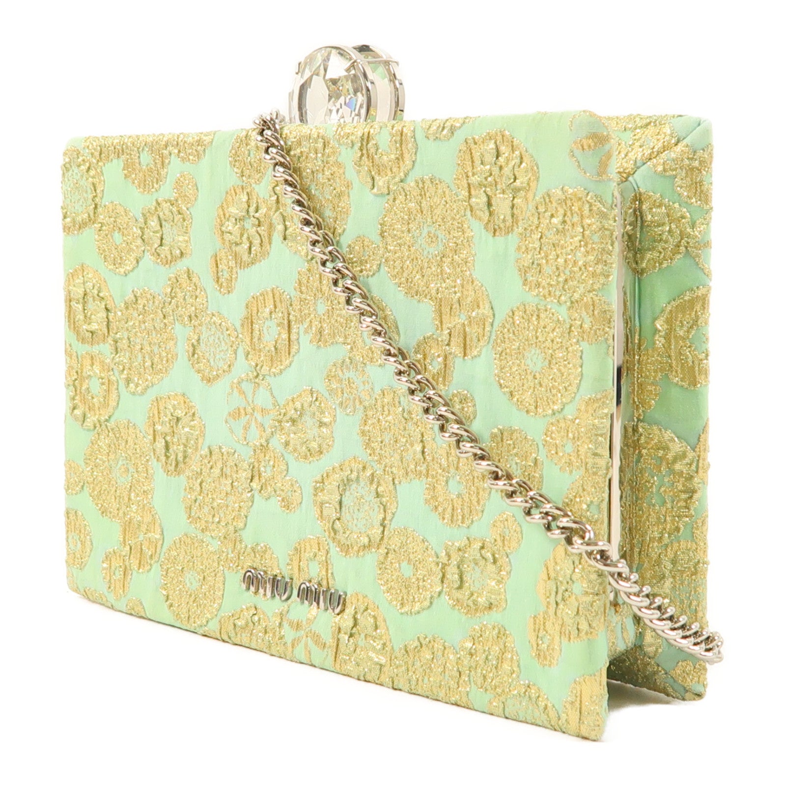 Miu Miu 【激減優惠】Broccato Lurex Chain Shoulder銀扣鏈帶肩背袋