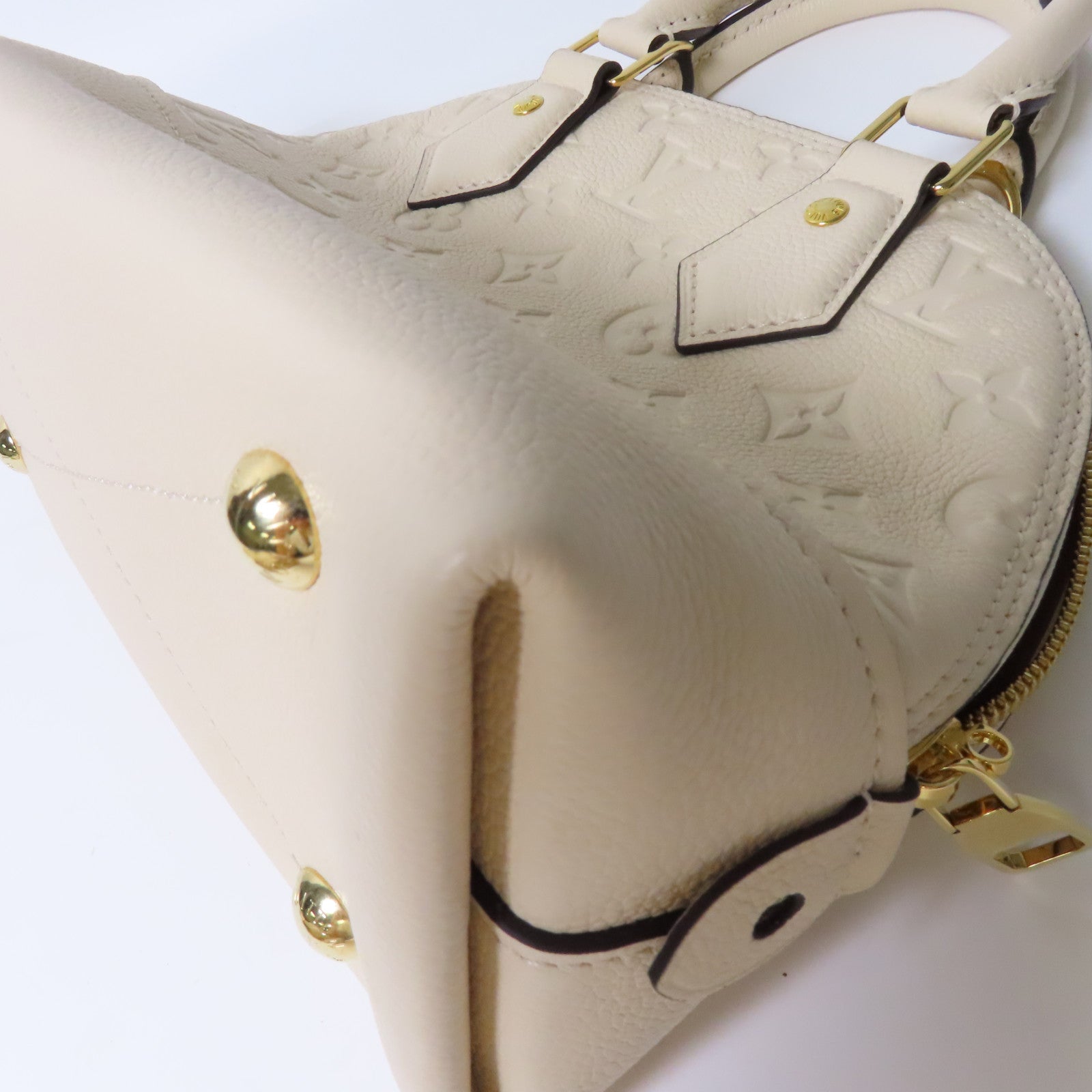 LOUIS VUITTON Monogram Empreinte Neo Alma BB金扣手挽肩背兩用袋米色