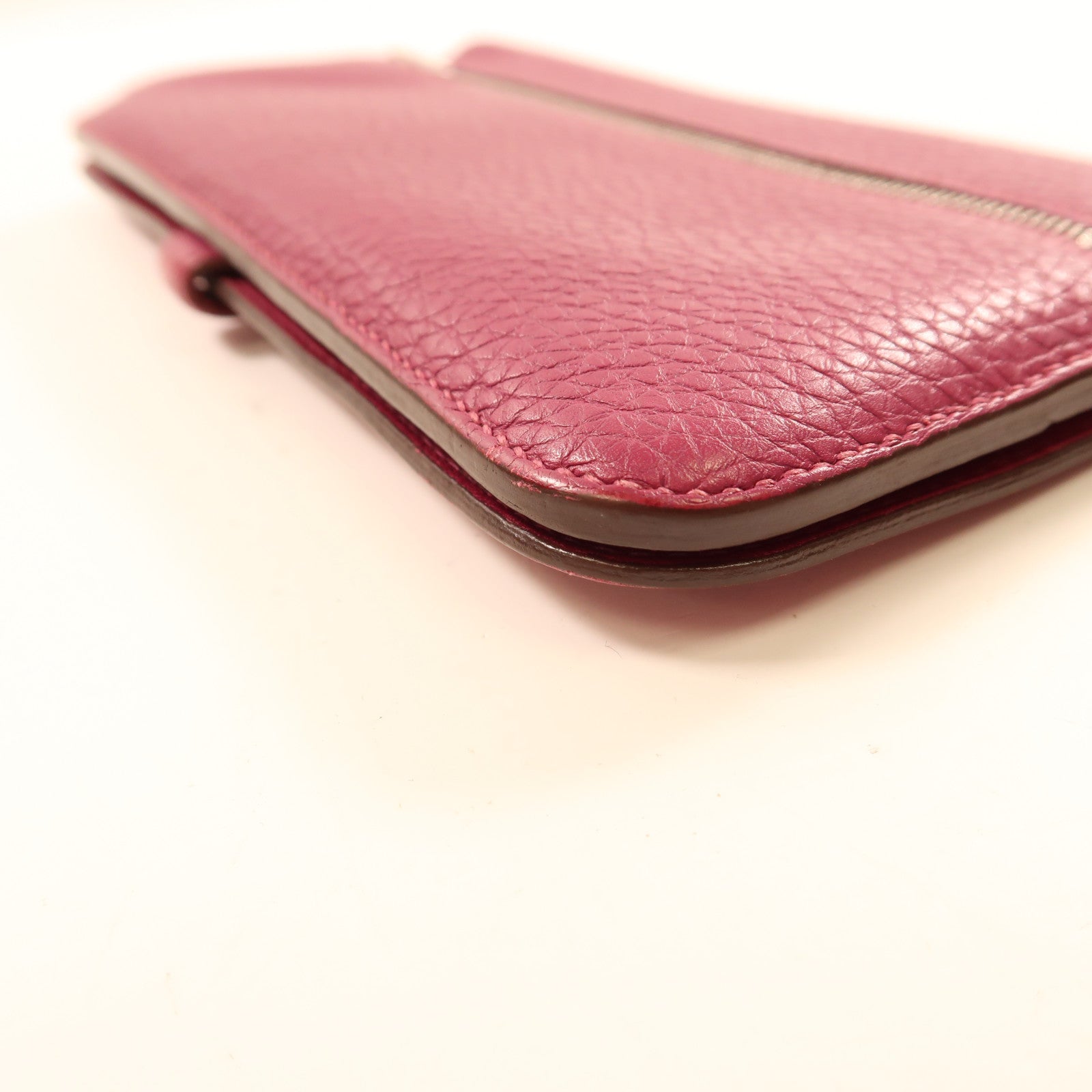 HERMES Togo皮革Dogon Long Wallet銀扣長錢包L3 Rose Pourpre