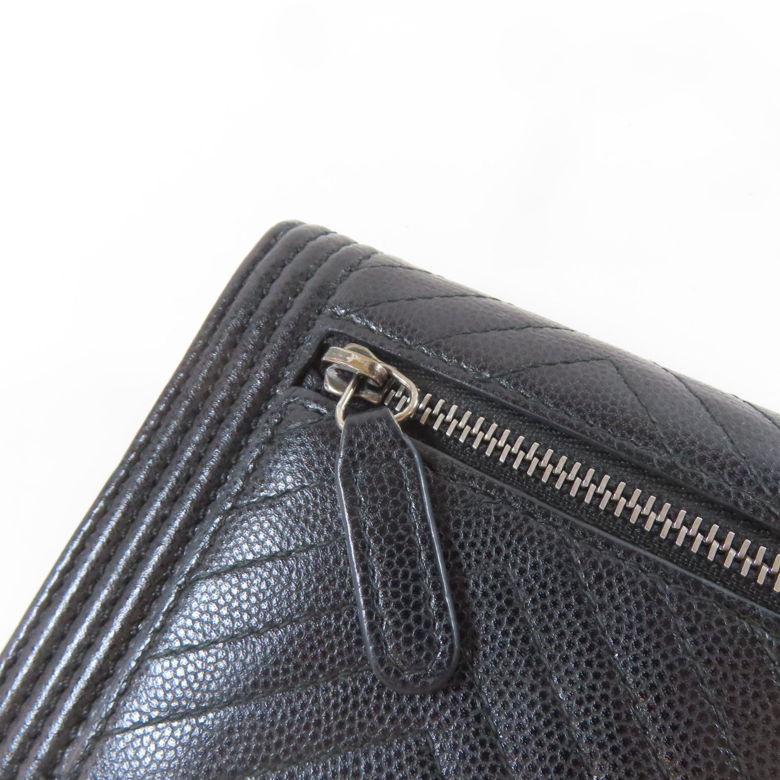 CHANEL 斜紋Caviar皮革Boy Wallet錢包黑色