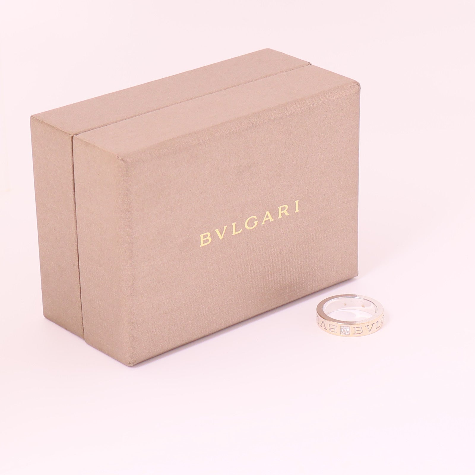 BVLGARI 18K白金Double Logo 1p Diamond Ring鑽石戒指US#4.25