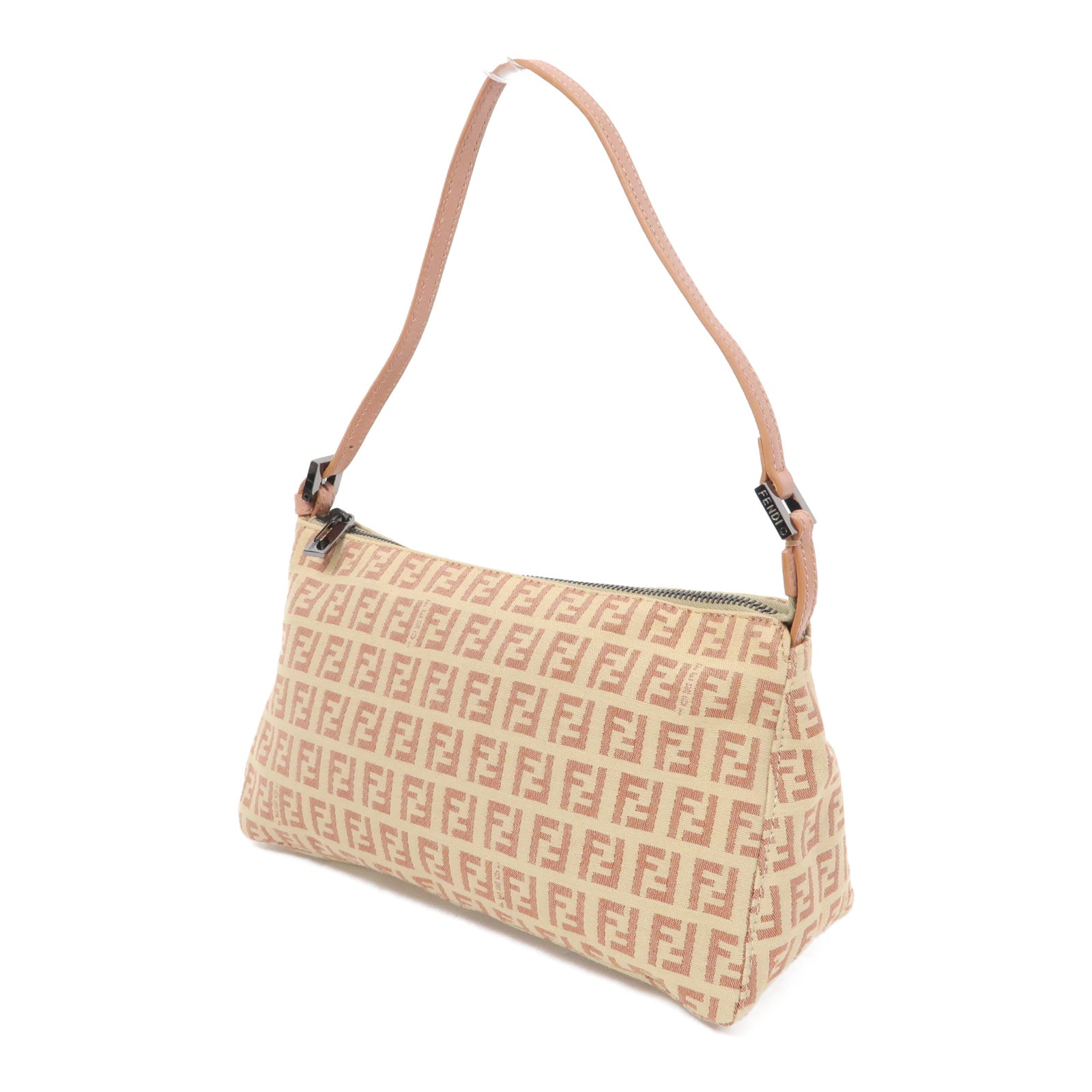 FENDI 帆布Shoulder Bag肩背袋粉紅色/米色