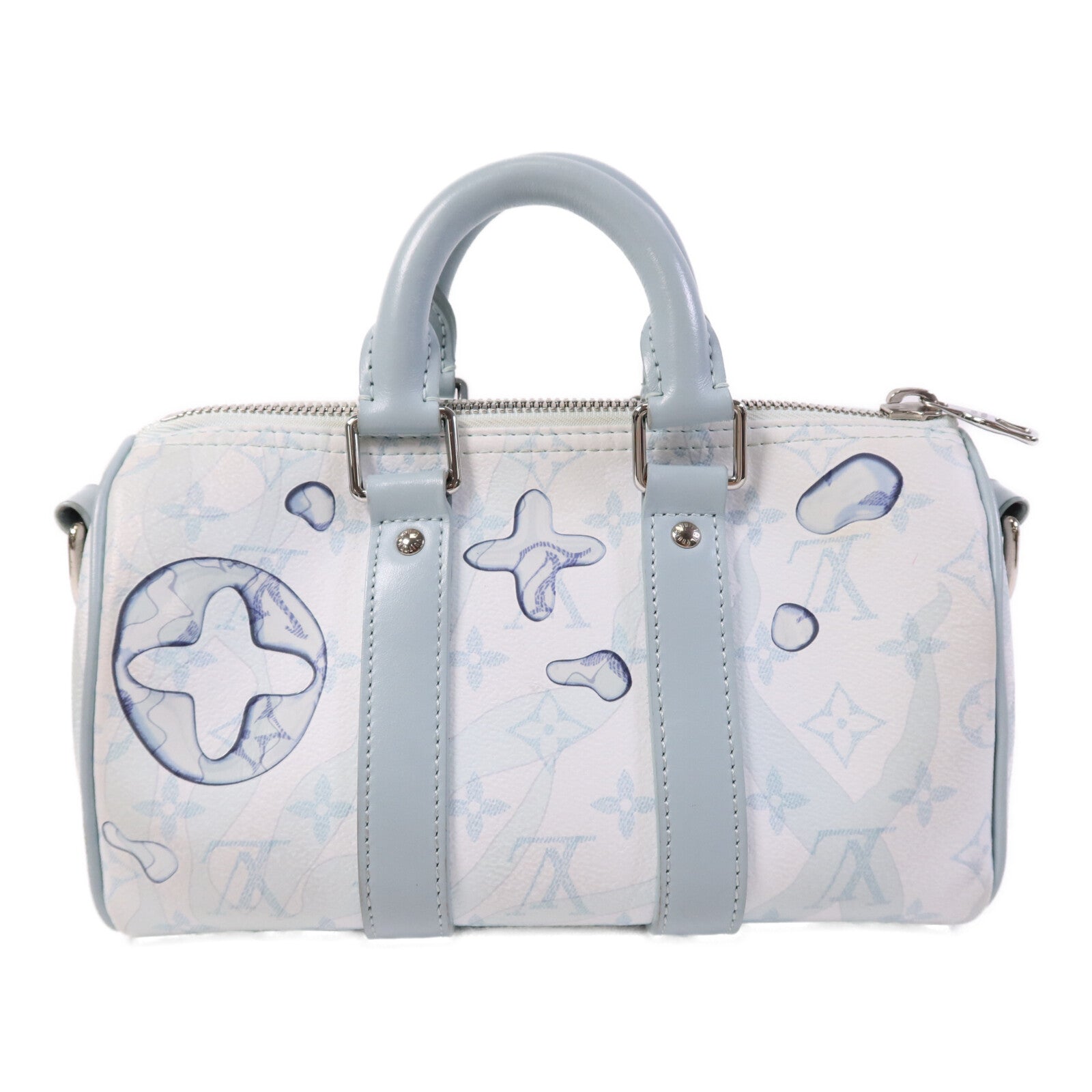 LOUIS VUITTON Monogram Aquagarden Keepall Bandouliere 25銀扣手挽肩背兩用袋