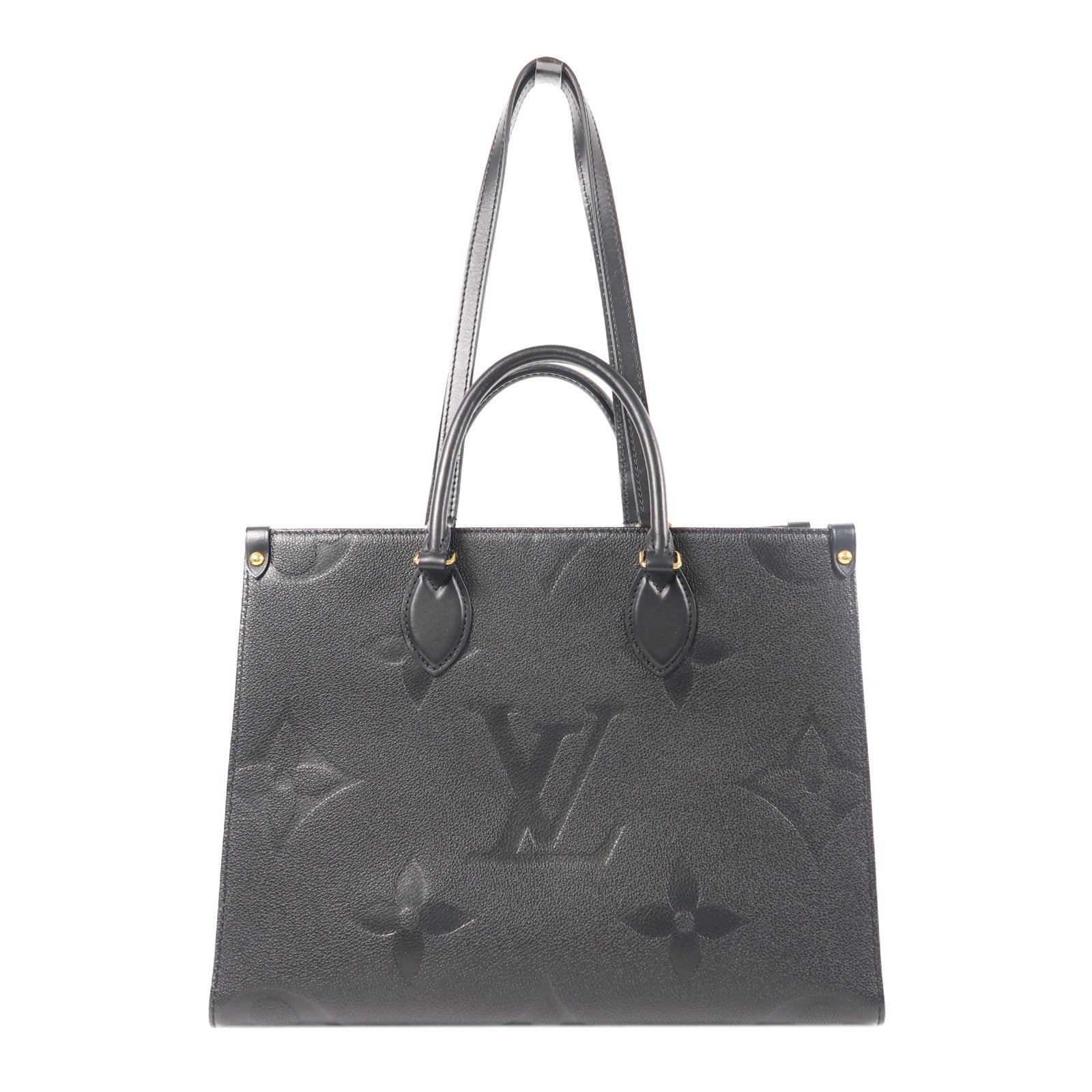 LOUIS VUITTON Monogram Empreinte On The Go金扣手挽肩背兩用袋黑色