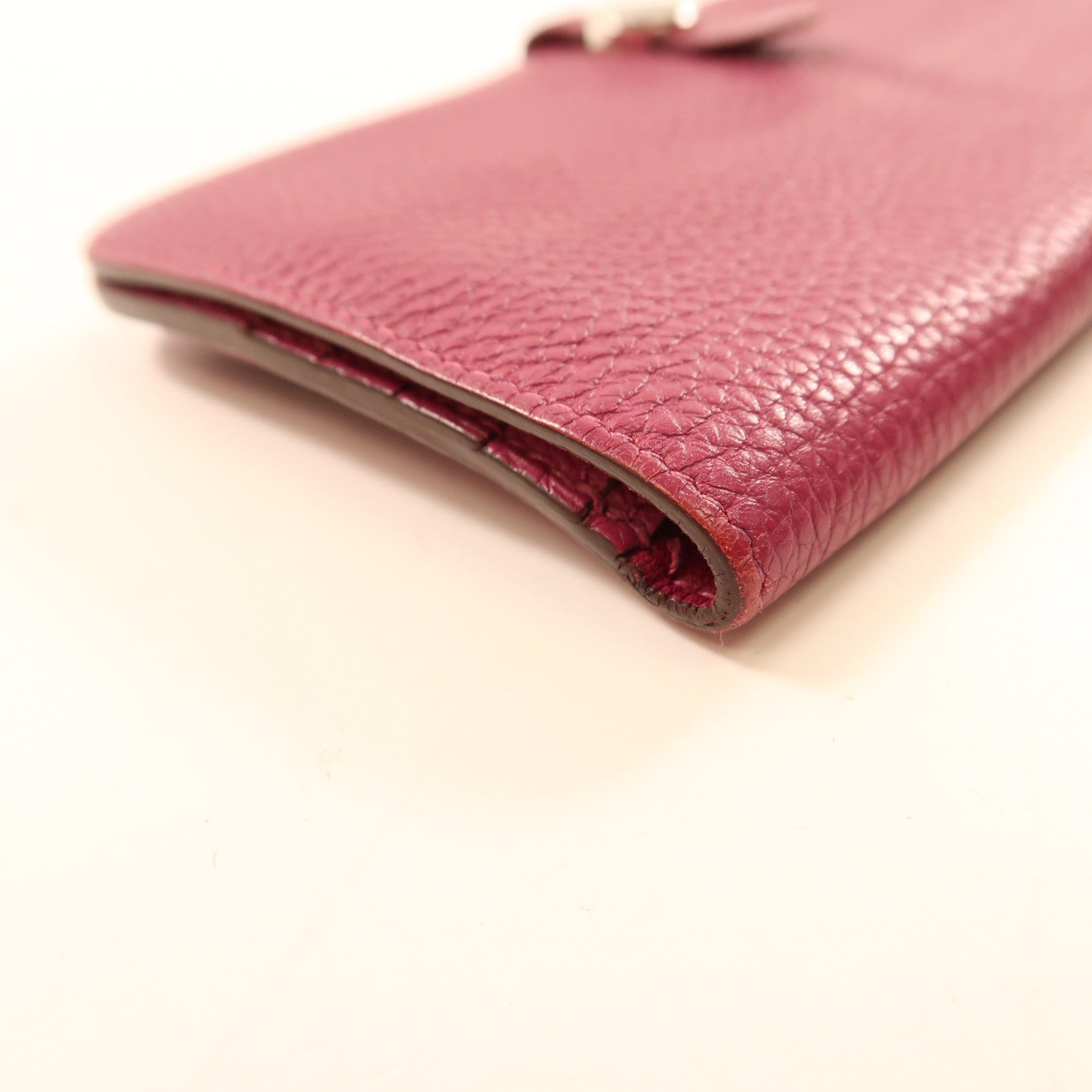 HERMES 【激減優惠】Togo皮革Dogon Long Wallet銀扣長錢包L3 Rose Pourpre