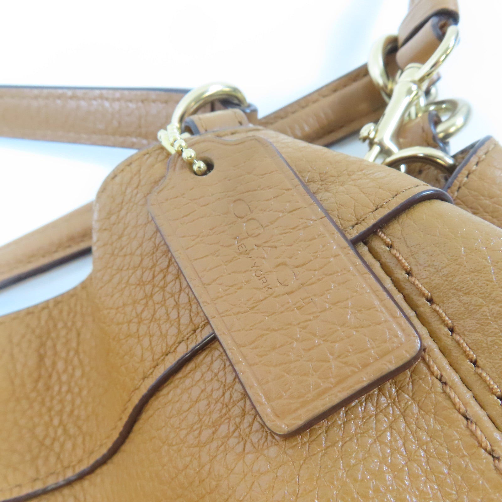 COACH 牛皮皮革Lexy Shoulder Bag金扣手挽肩背兩用袋啡色