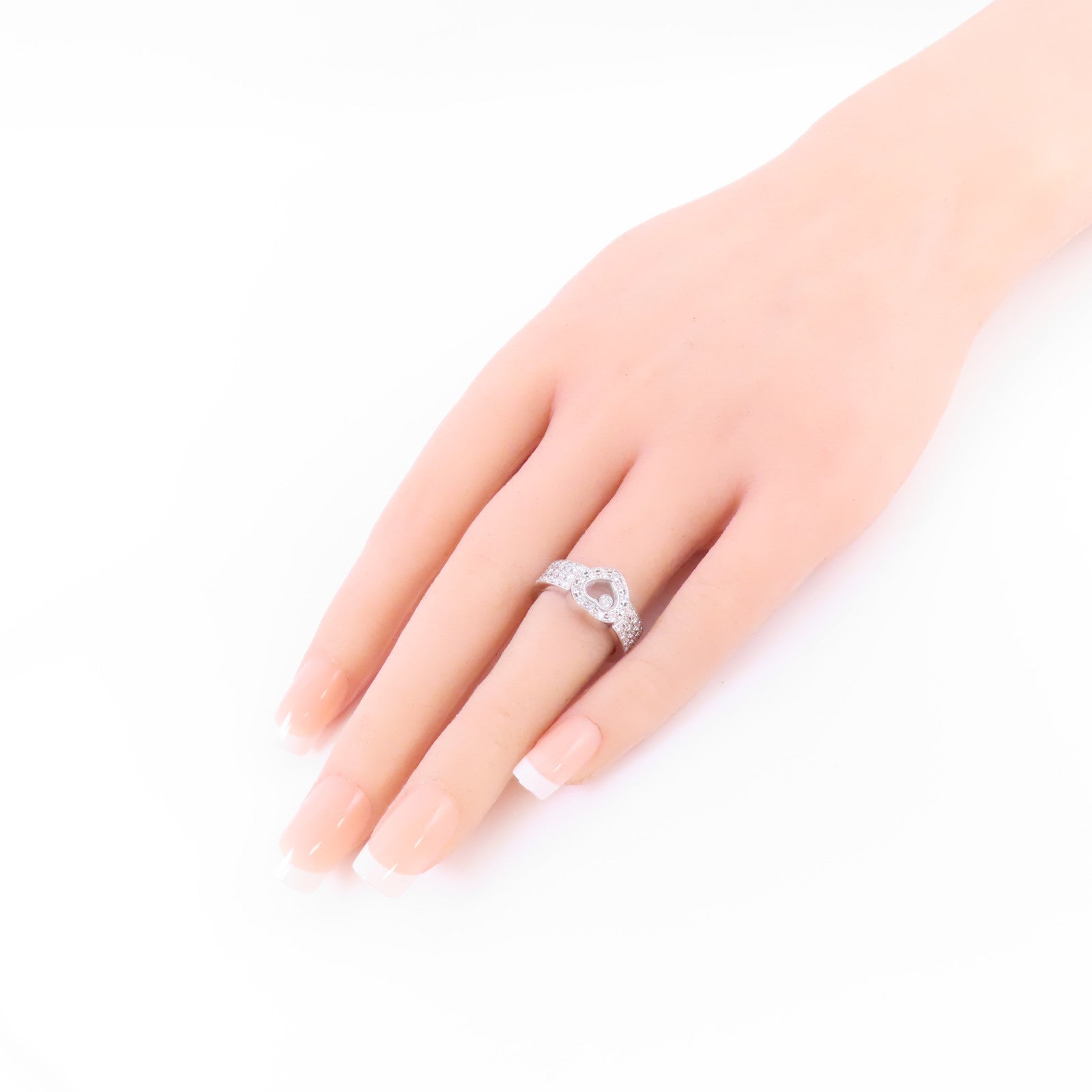 Chopard 18K白金/鑽石Happy Diamonds Heart Ring戒指US#5