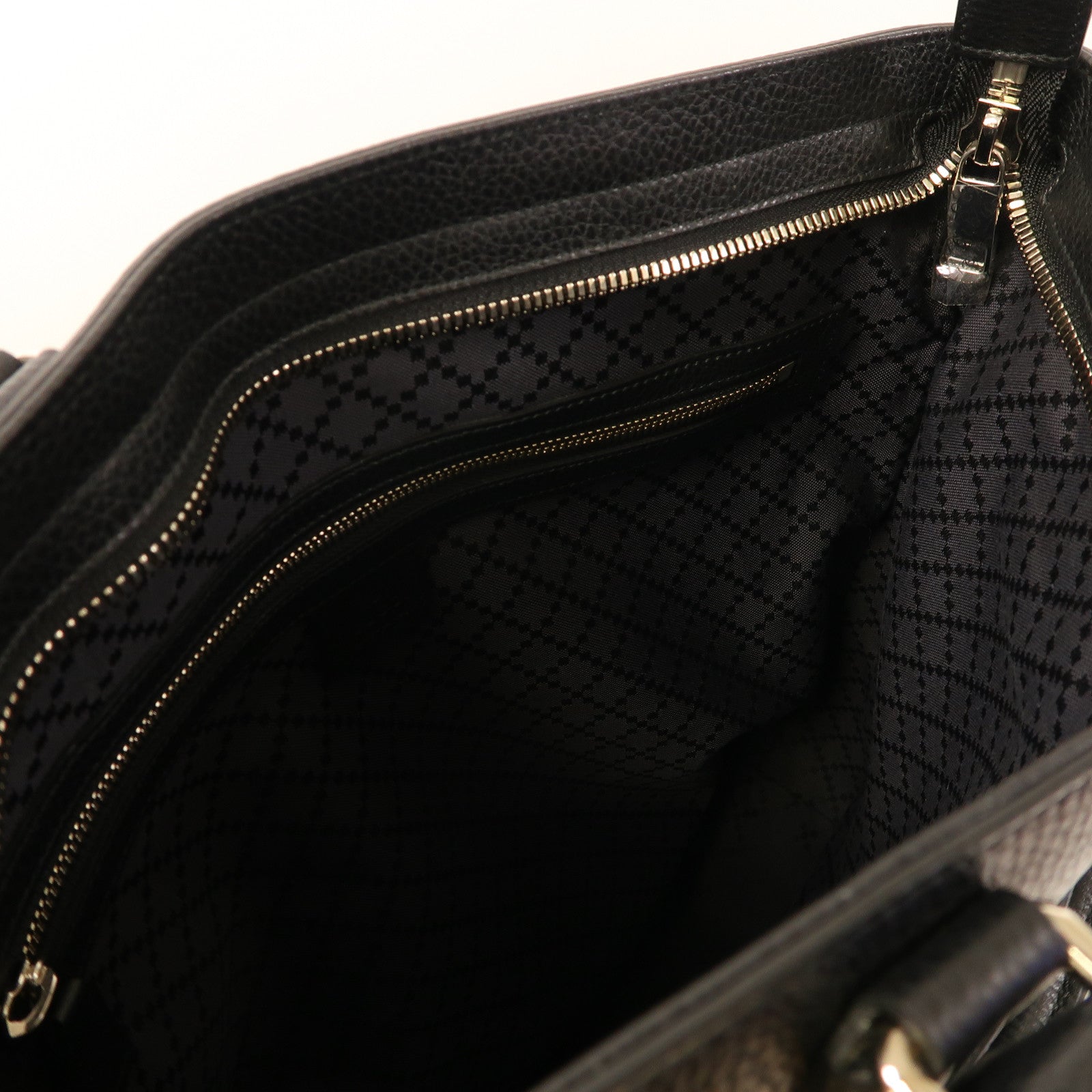 GUCCI 【激減優惠】牛皮皮革Shoulder Bag銀扣手挽肩背兩用袋黑色