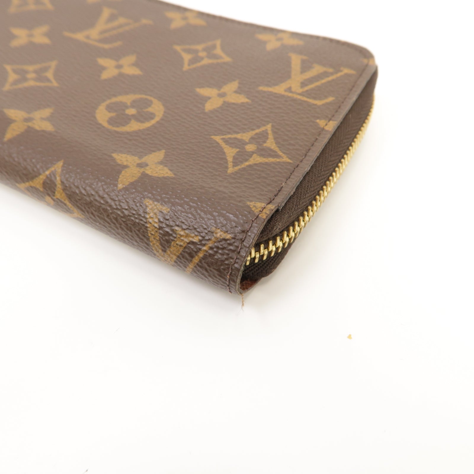 LOUIS VUITTON Monogram Zipper Long Wallet金扣圓形長錢包啡色