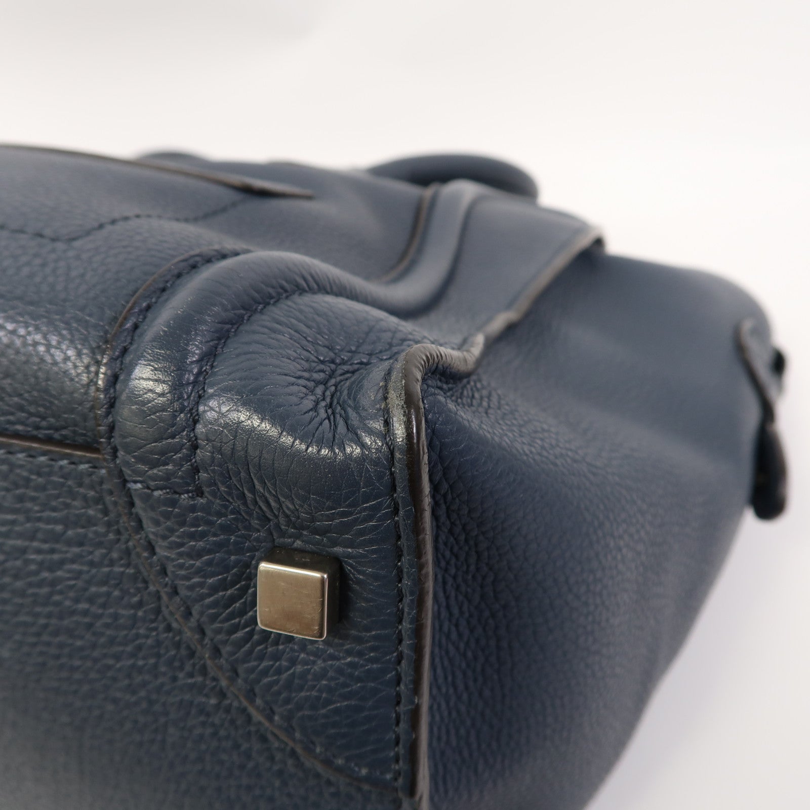 CELINE 【激減優惠】牛皮皮革Luggage銀扣手挽袋藍色
