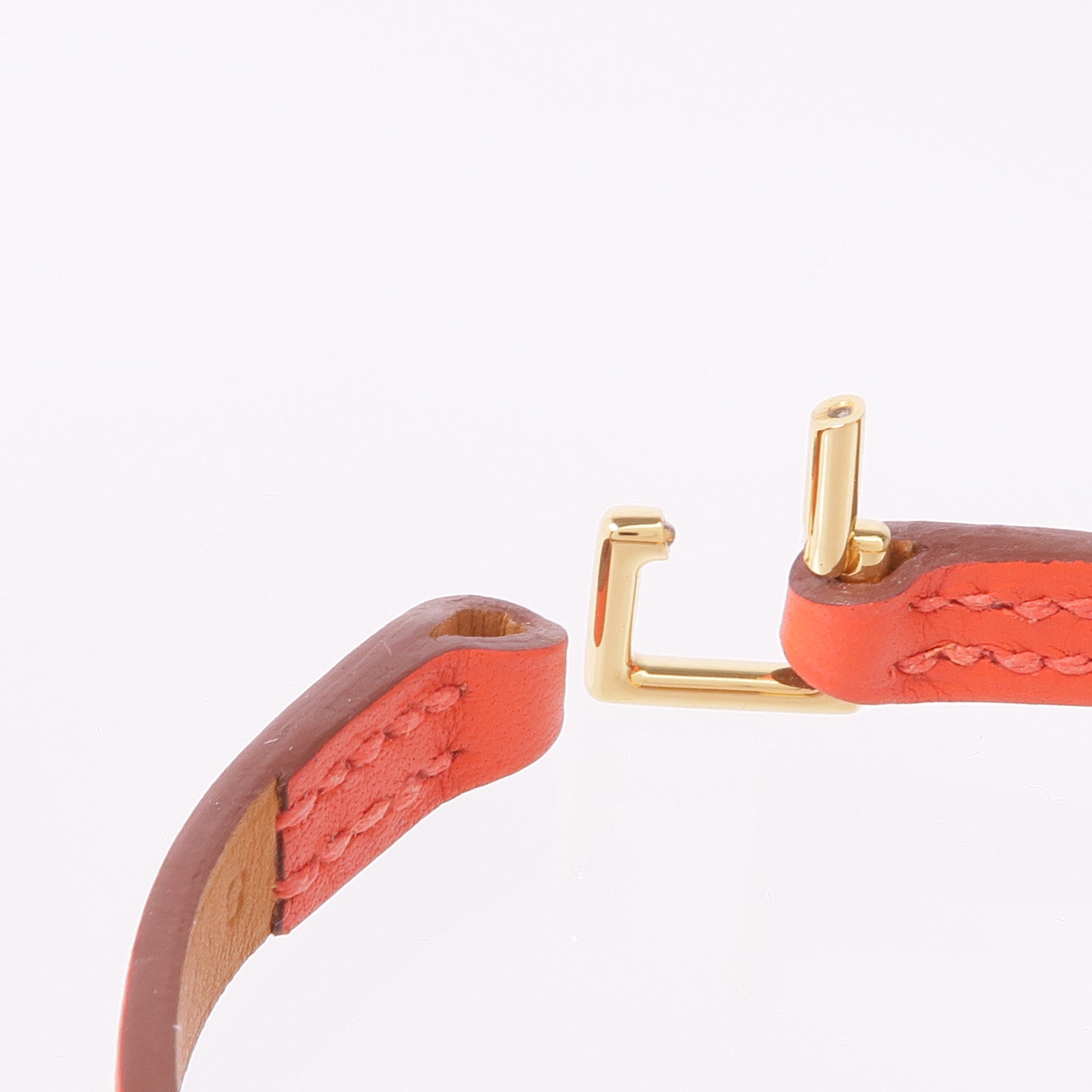 HERMES Swift皮革Rivale Mini Bracelet金扣手帶Rose Jaipur