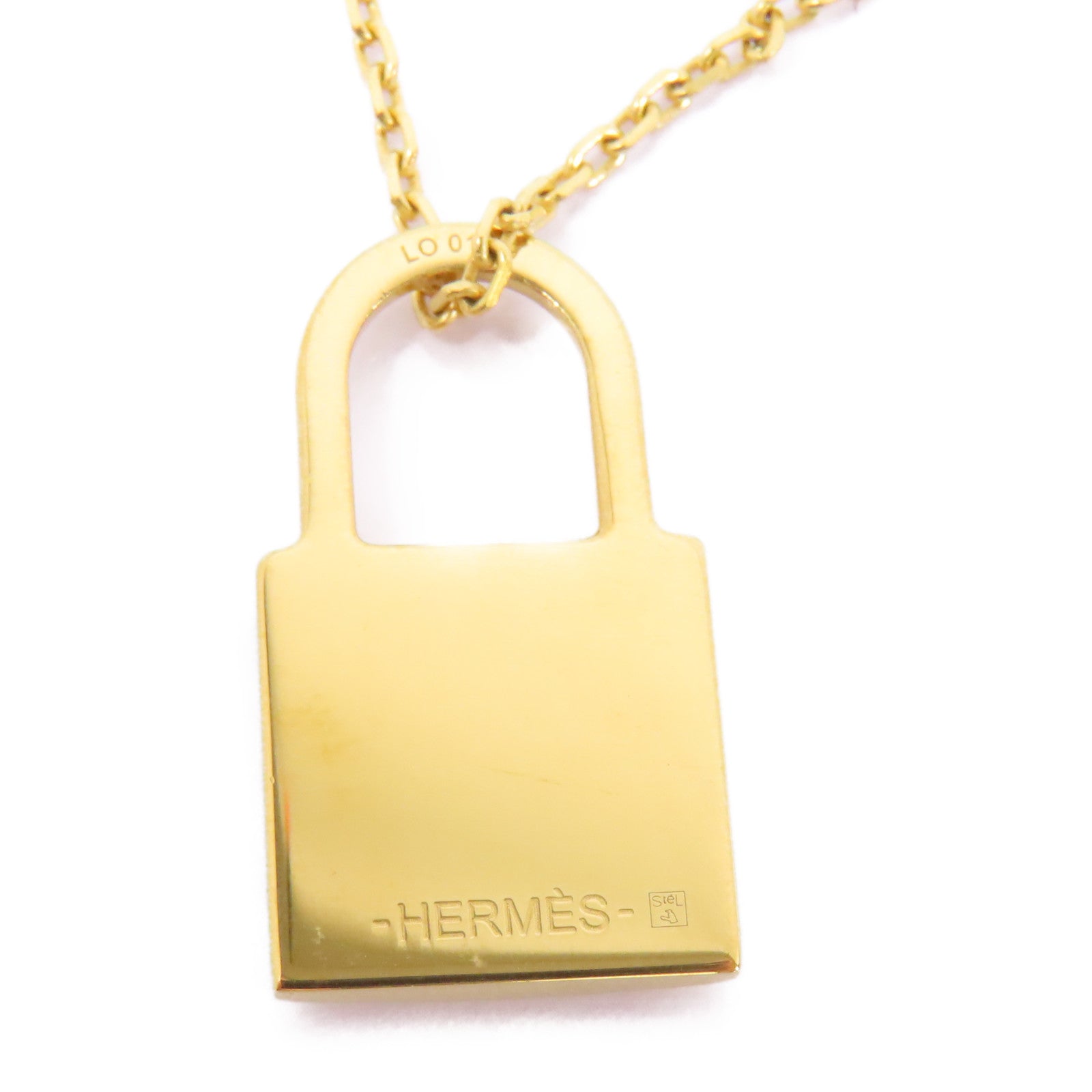 HERMES 金屬/Swift皮革O'Kelly Necklace項鍊啡色/金色