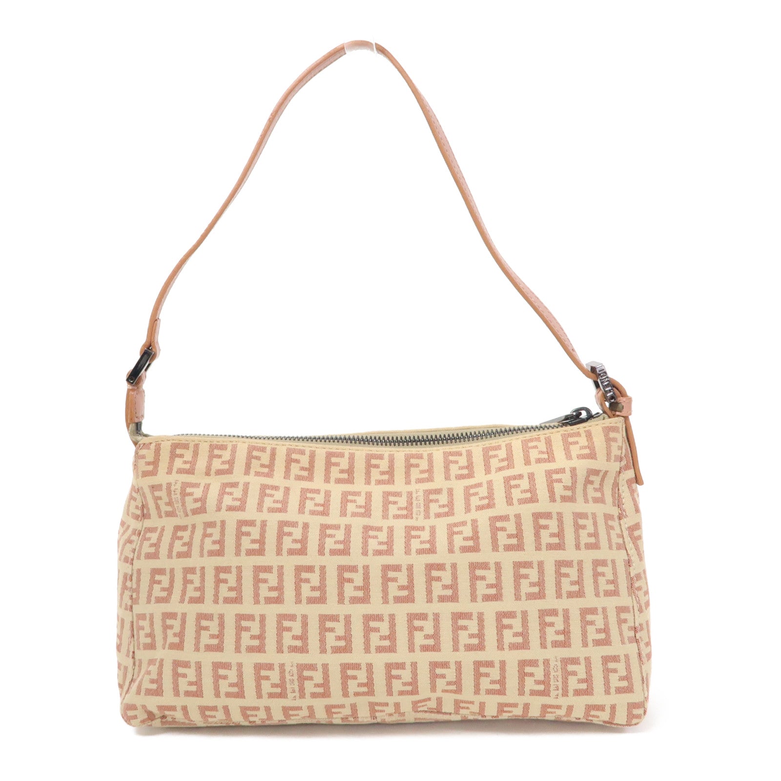 FENDI 帆布Shoulder Bag肩背袋粉紅色/米色
