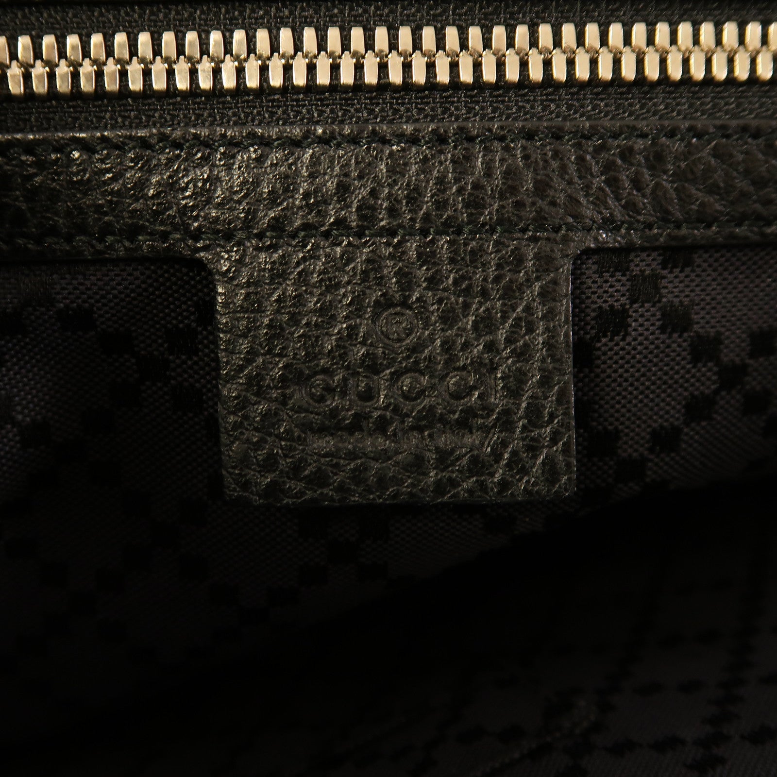GUCCI 【激減優惠】牛皮皮革Shoulder Bag銀扣手挽肩背兩用袋黑色
