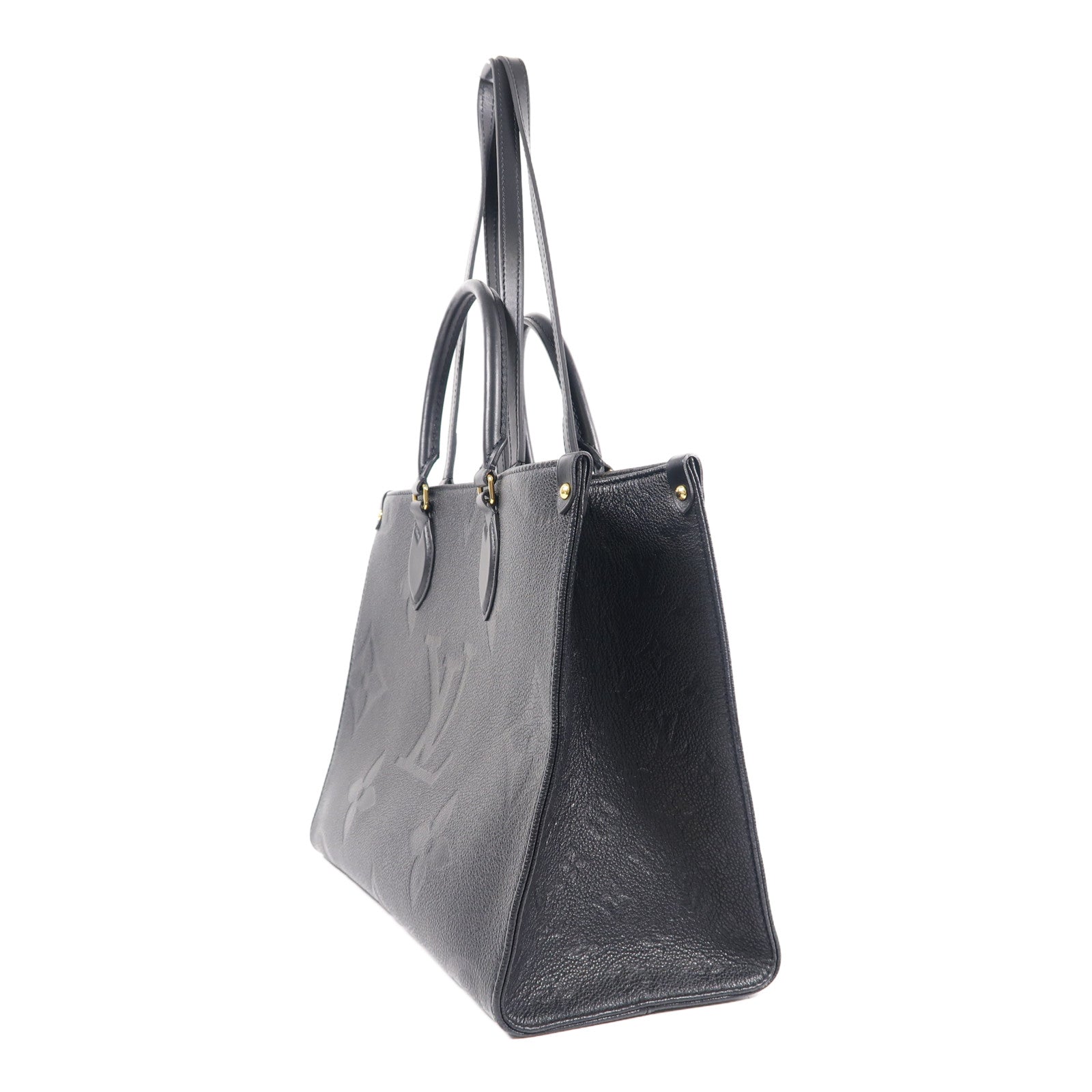 LOUIS VUITTON Monogram Empreinte On The Go金扣手挽肩背兩用袋黑色