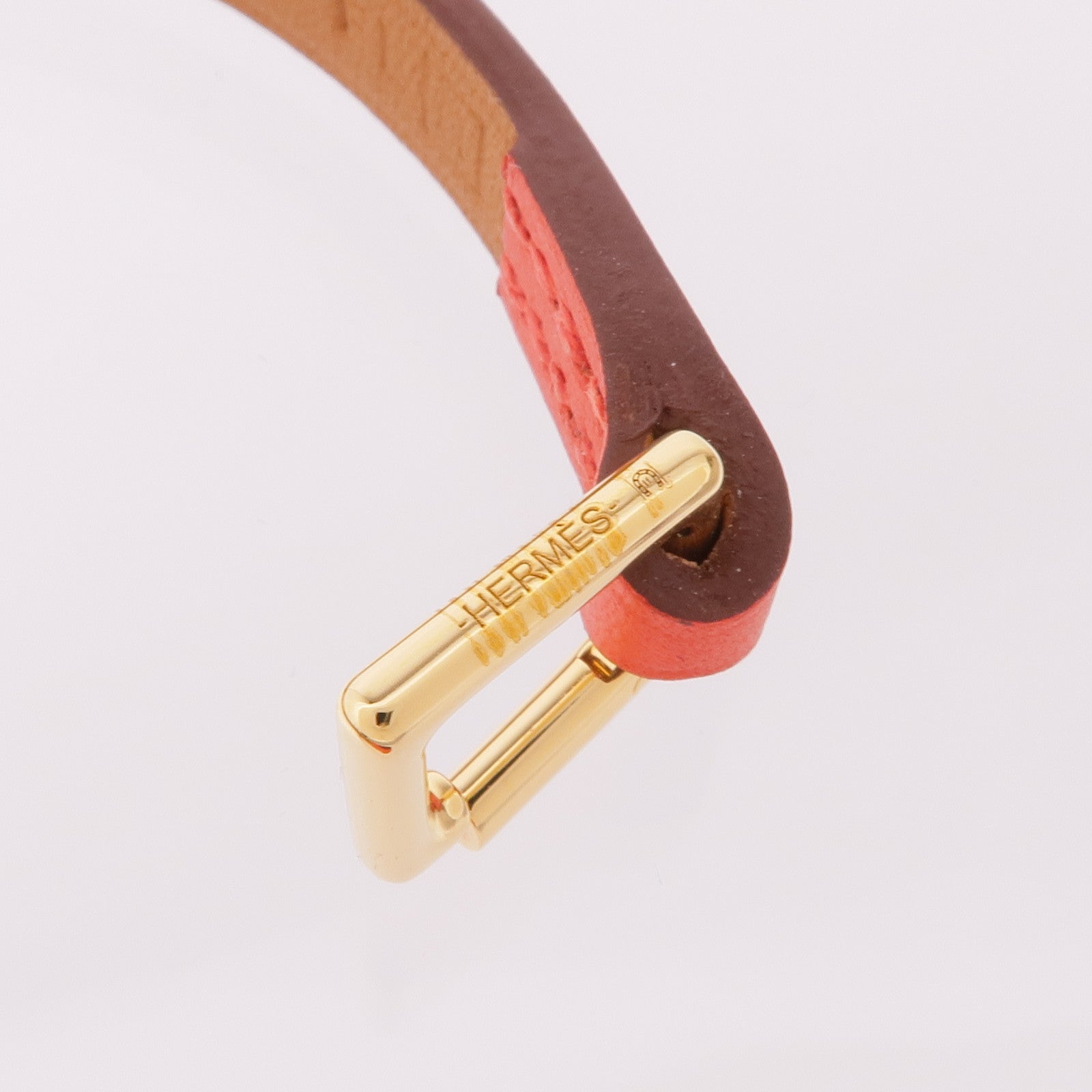 HERMES Swift皮革Rivale Mini Bracelet金扣手帶Rose Jaipur