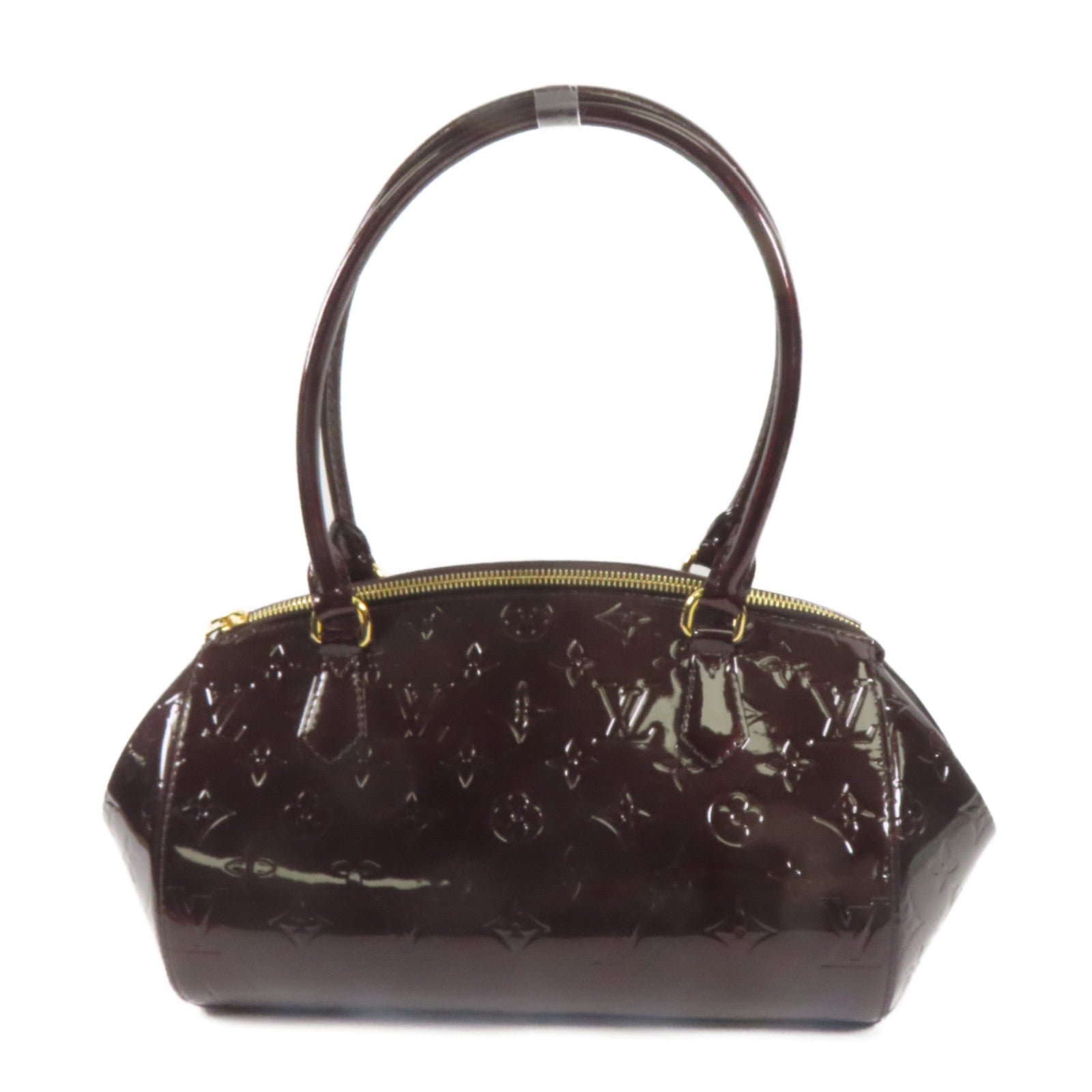 LOUIS VUITTON Monogram Vernis Sherwood PM金扣肩背袋酒紅色