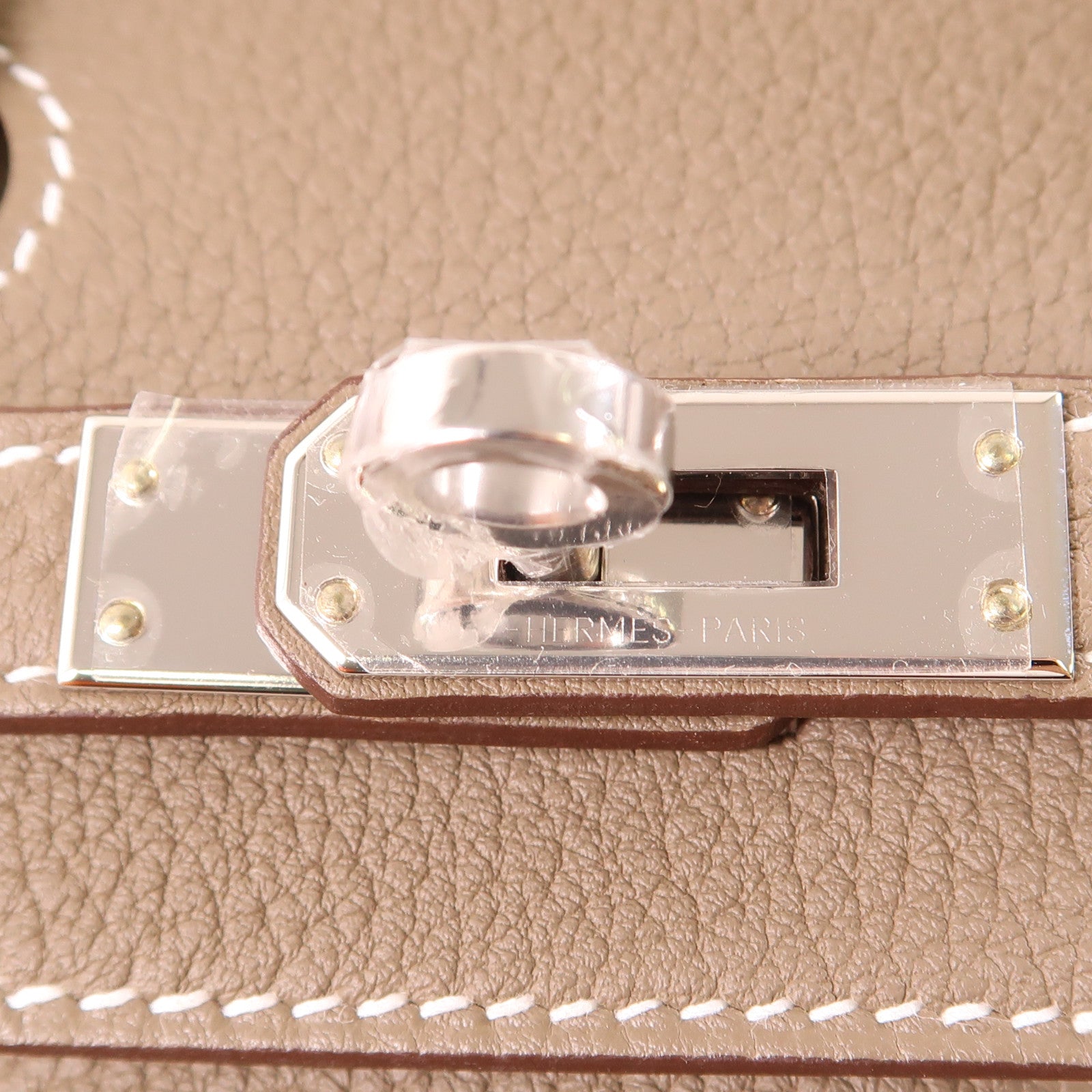 HERMES 【激減優惠】Togo皮革Birkin 25銀扣手挽袋Etoupe