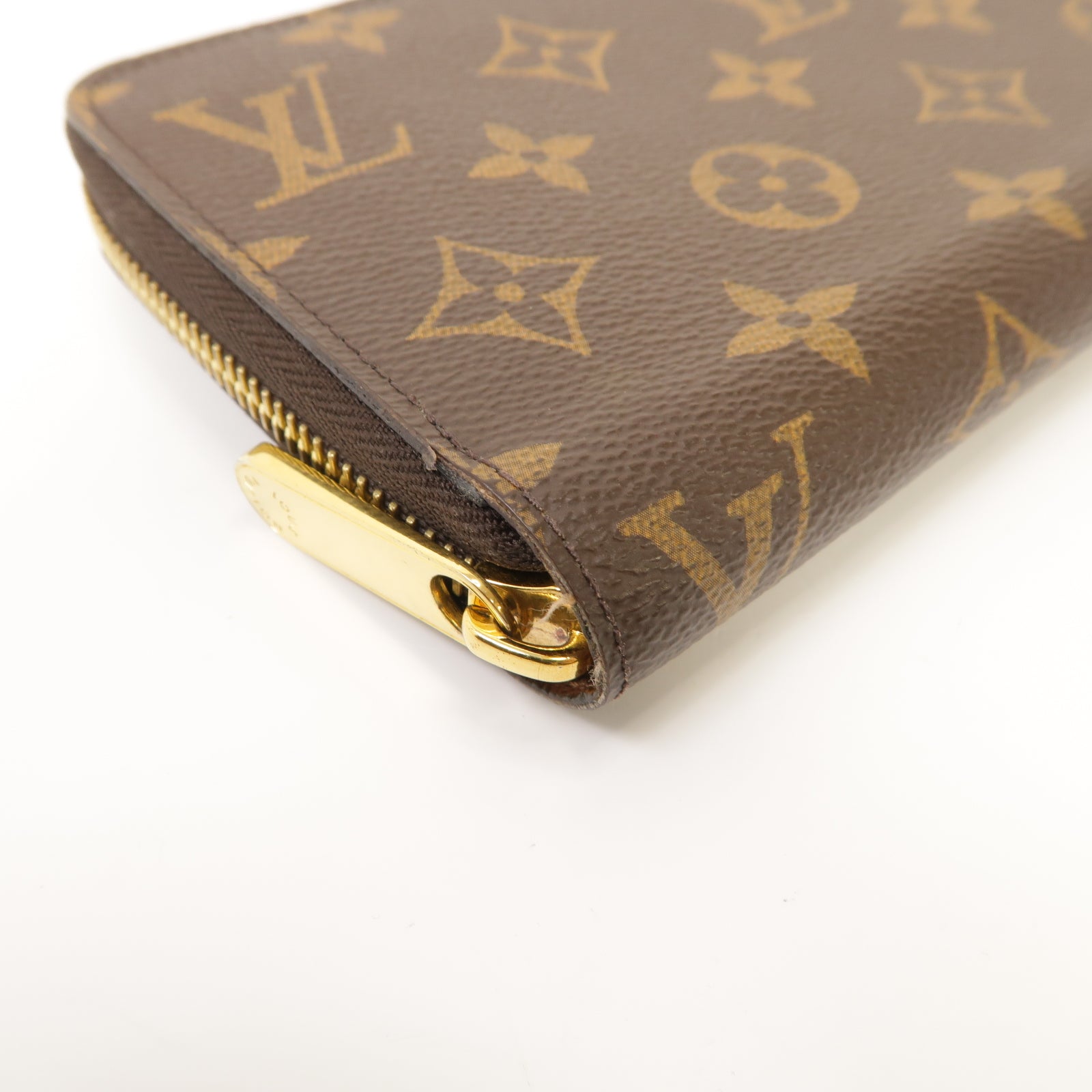 LOUIS VUITTON Monogram Zipper Long Wallet金扣圓形長錢包啡色