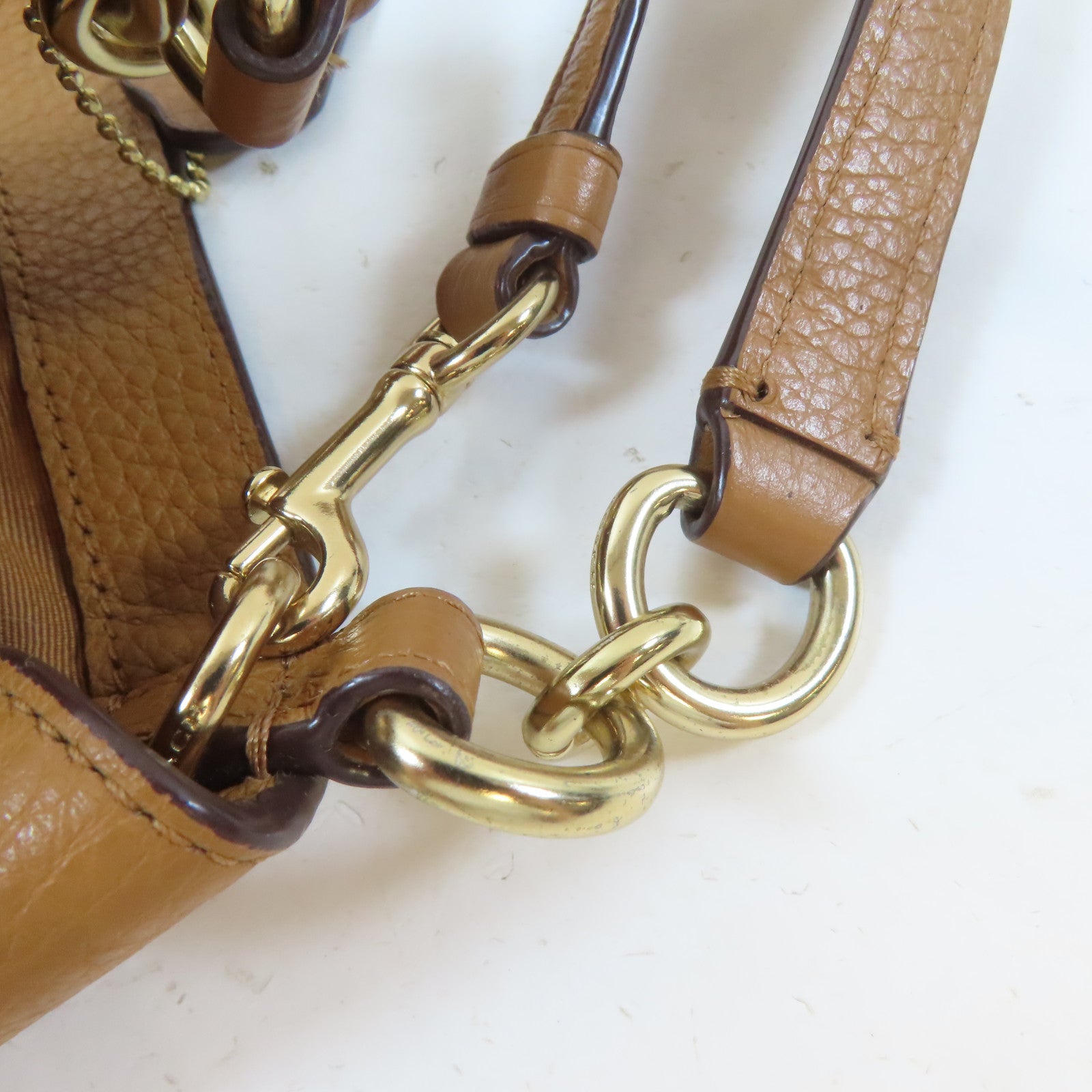 COACH 牛皮皮革Lexy Shoulder Bag金扣手挽肩背兩用袋啡色