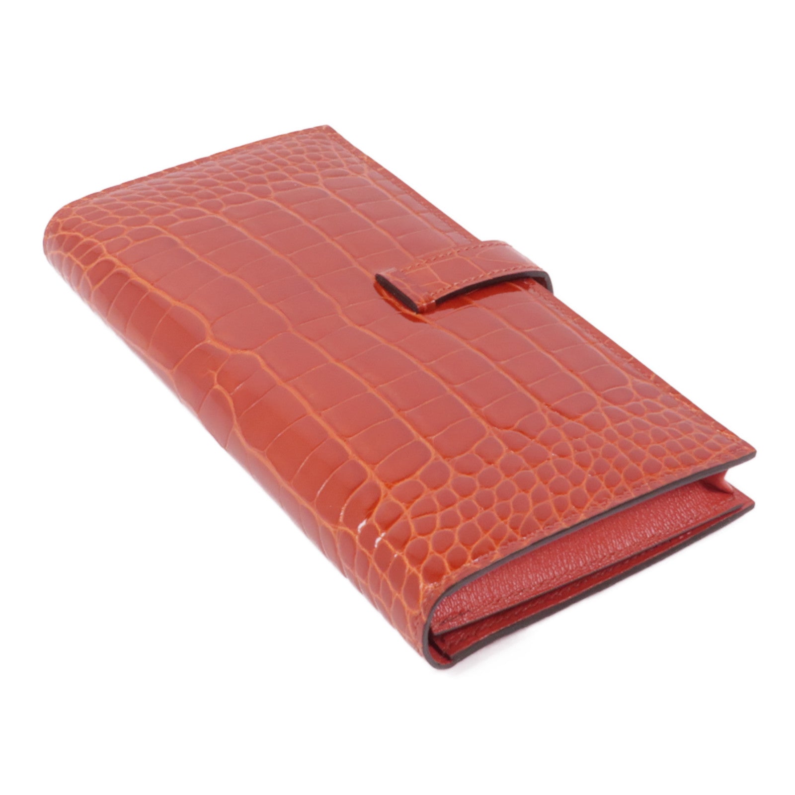 HERMES 鱷魚皮革Bearn Long wallet金扣長錢包