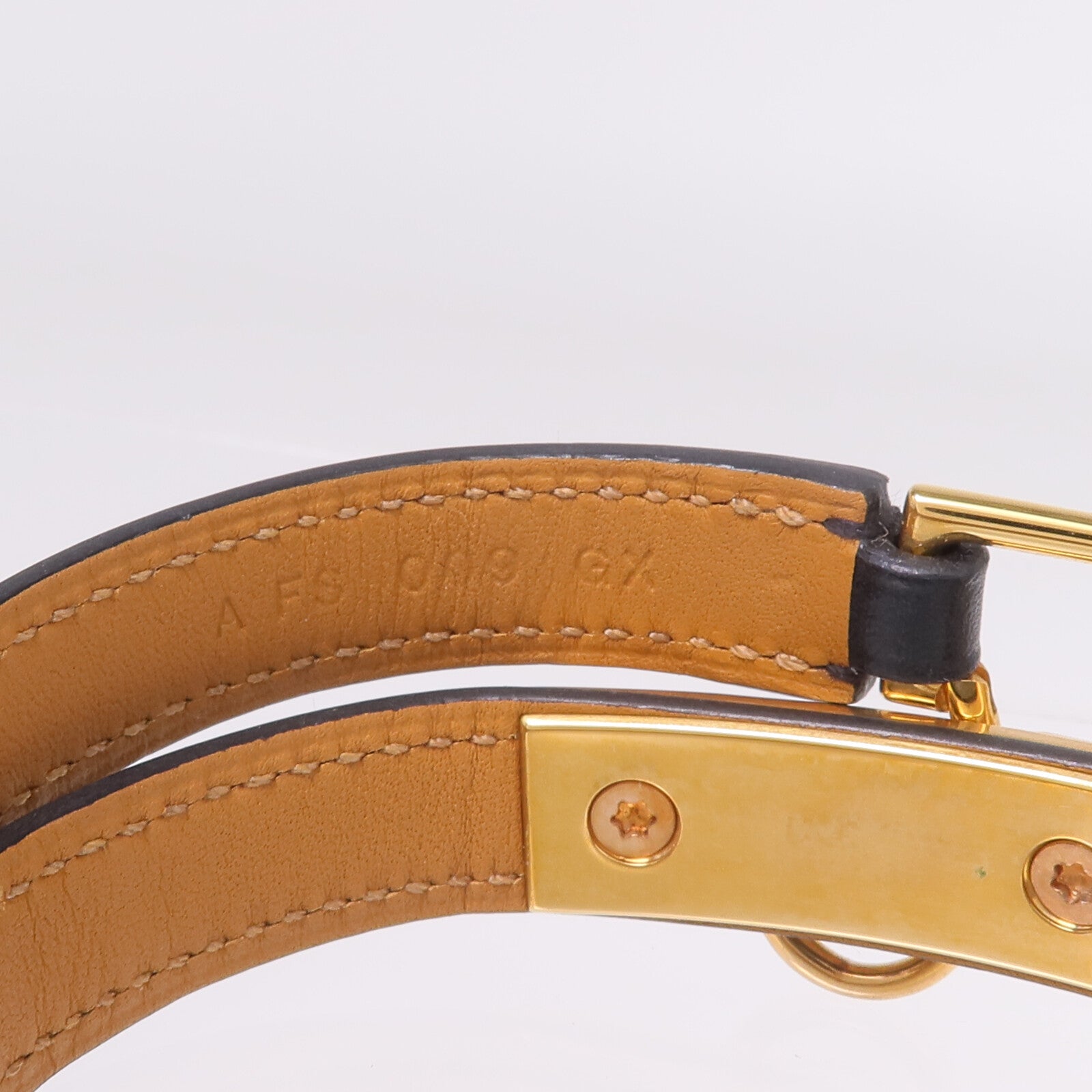 HERMES Box Calf皮革Rivale Double Tour金扣手鏈Noir