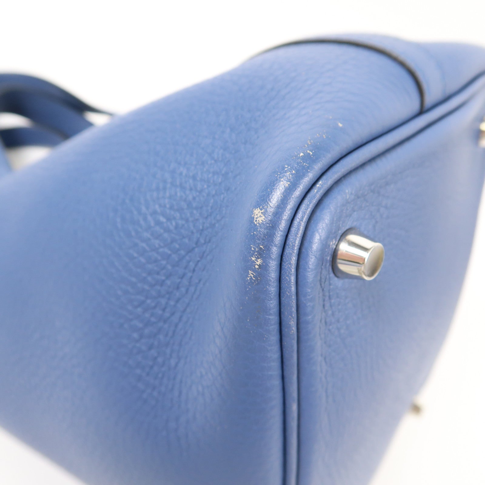 HERMES Clemence皮革Picotin PM銀扣手挽袋Bleu Agate
