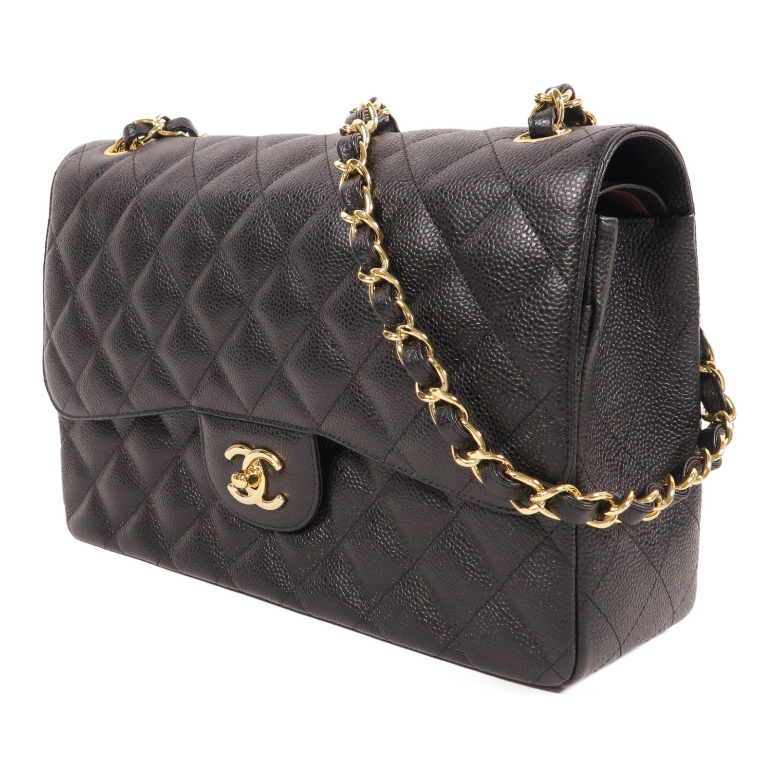 CHANEL 牛皮皮革Large Classic金扣鏈帶肩背袋