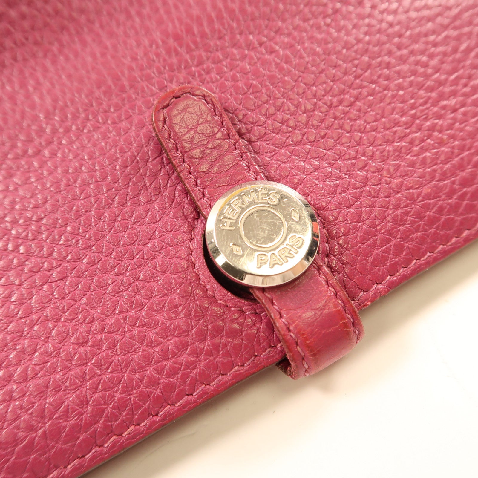HERMES Togo皮革Dogon Long Wallet銀扣長錢包L3 Rose Pourpre