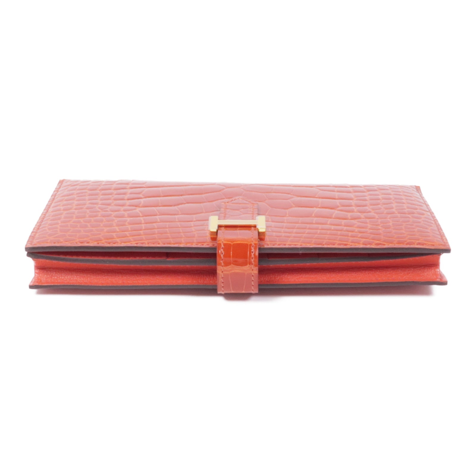 HERMES 鱷魚皮革Bearn Long wallet金扣長錢包