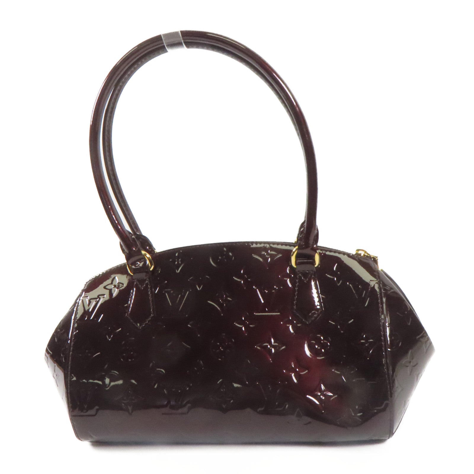 LOUIS VUITTON Monogram Vernis Sherwood PM金扣肩背袋酒紅色