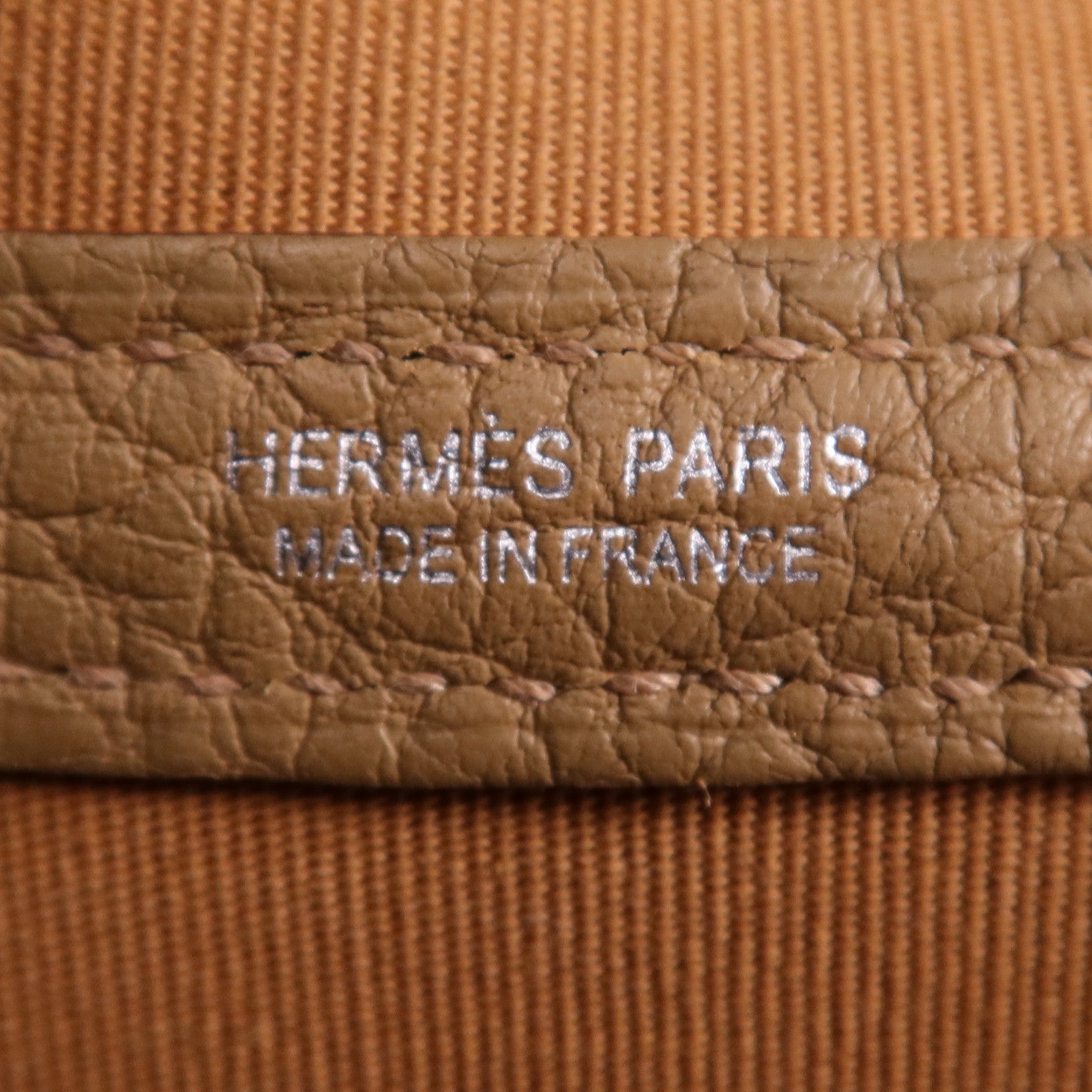 HERMES 帆布Garden Party TPM銀扣手挽袋Etoupe/Chai