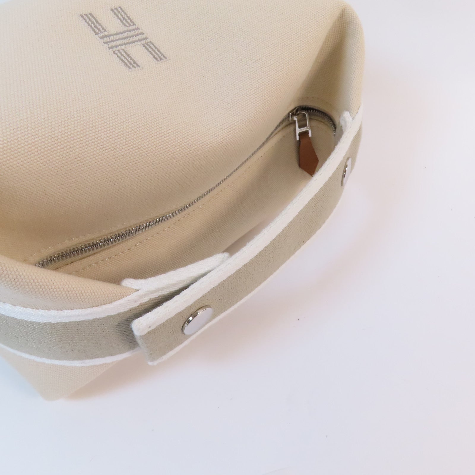 HERMES 帆布Bride A Brac銀扣手挽袋Nata