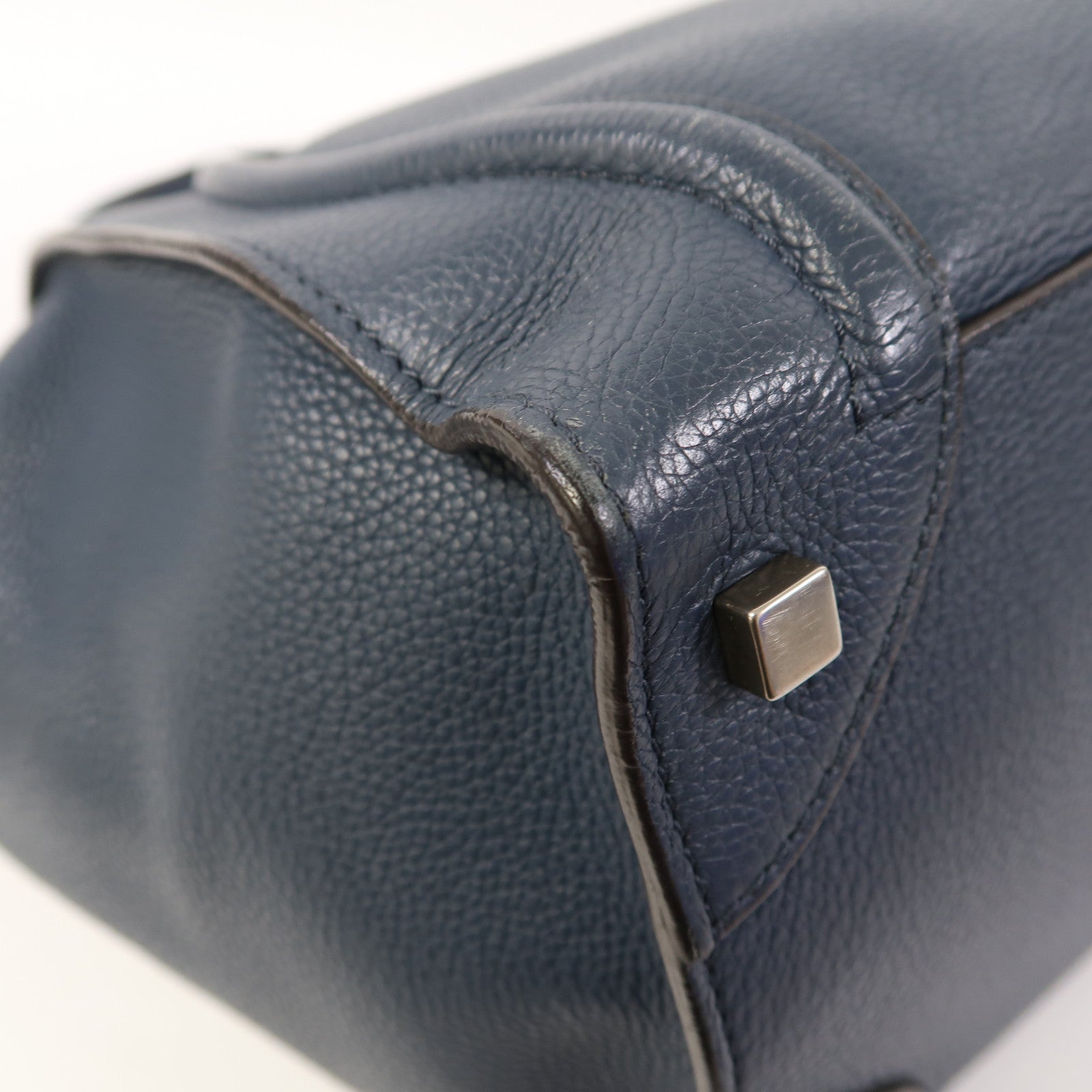CELINE 【激減優惠】牛皮皮革Luggage銀扣手挽袋藍色