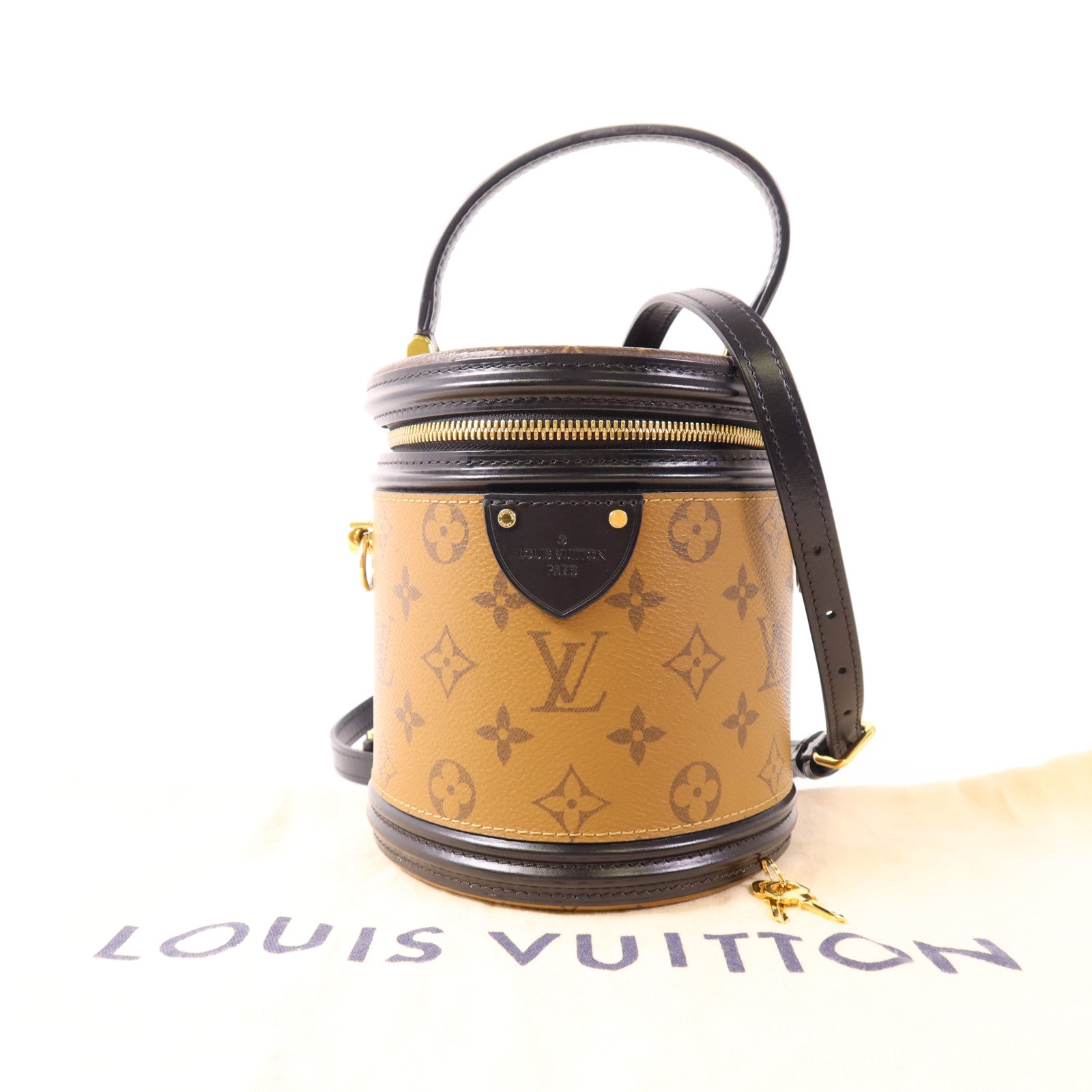 LOUIS VUITTON Monogram Reverse Cannes金扣手挽肩背兩用袋