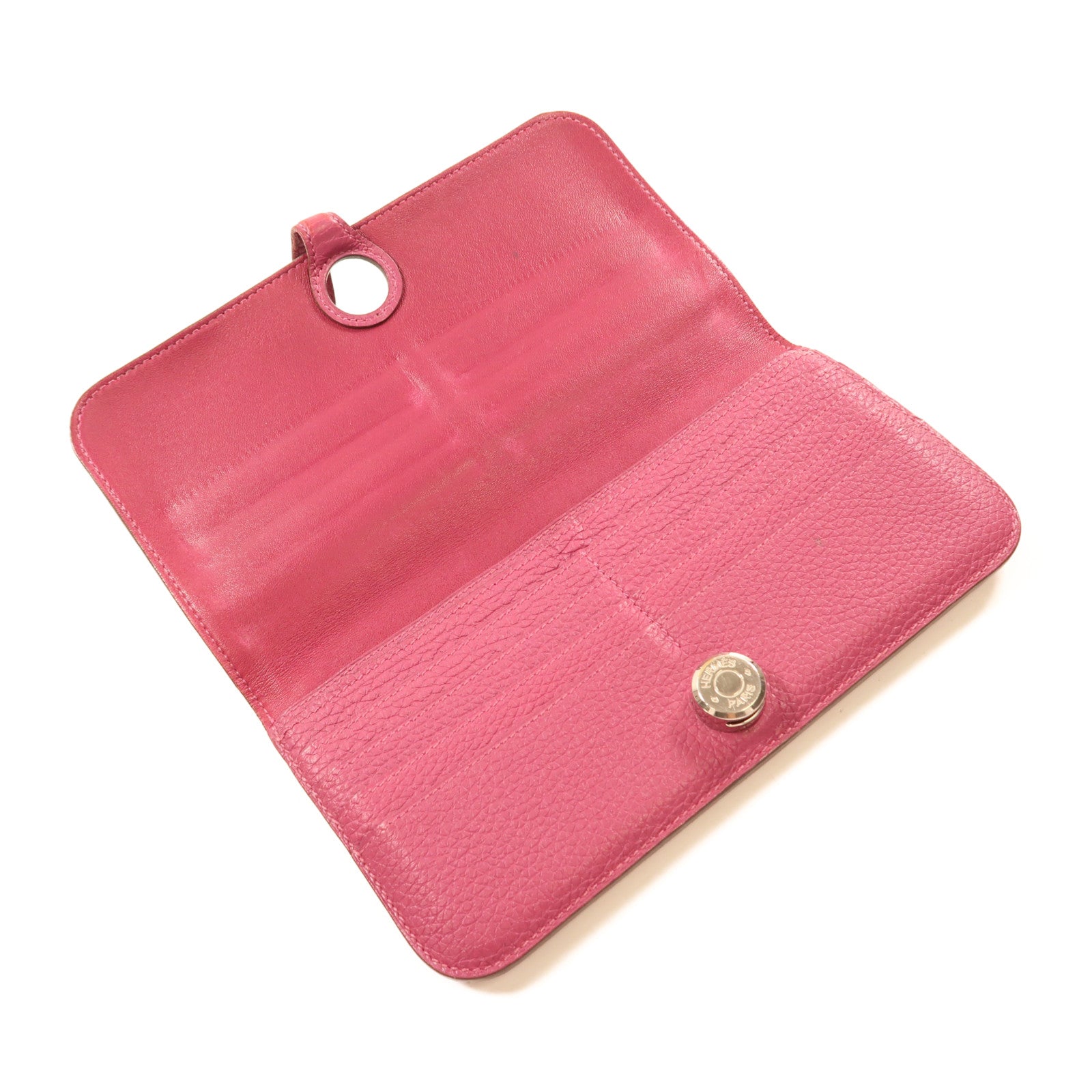 HERMES 【激減優惠】Togo皮革Dogon Long Wallet銀扣長錢包L3 Rose Pourpre