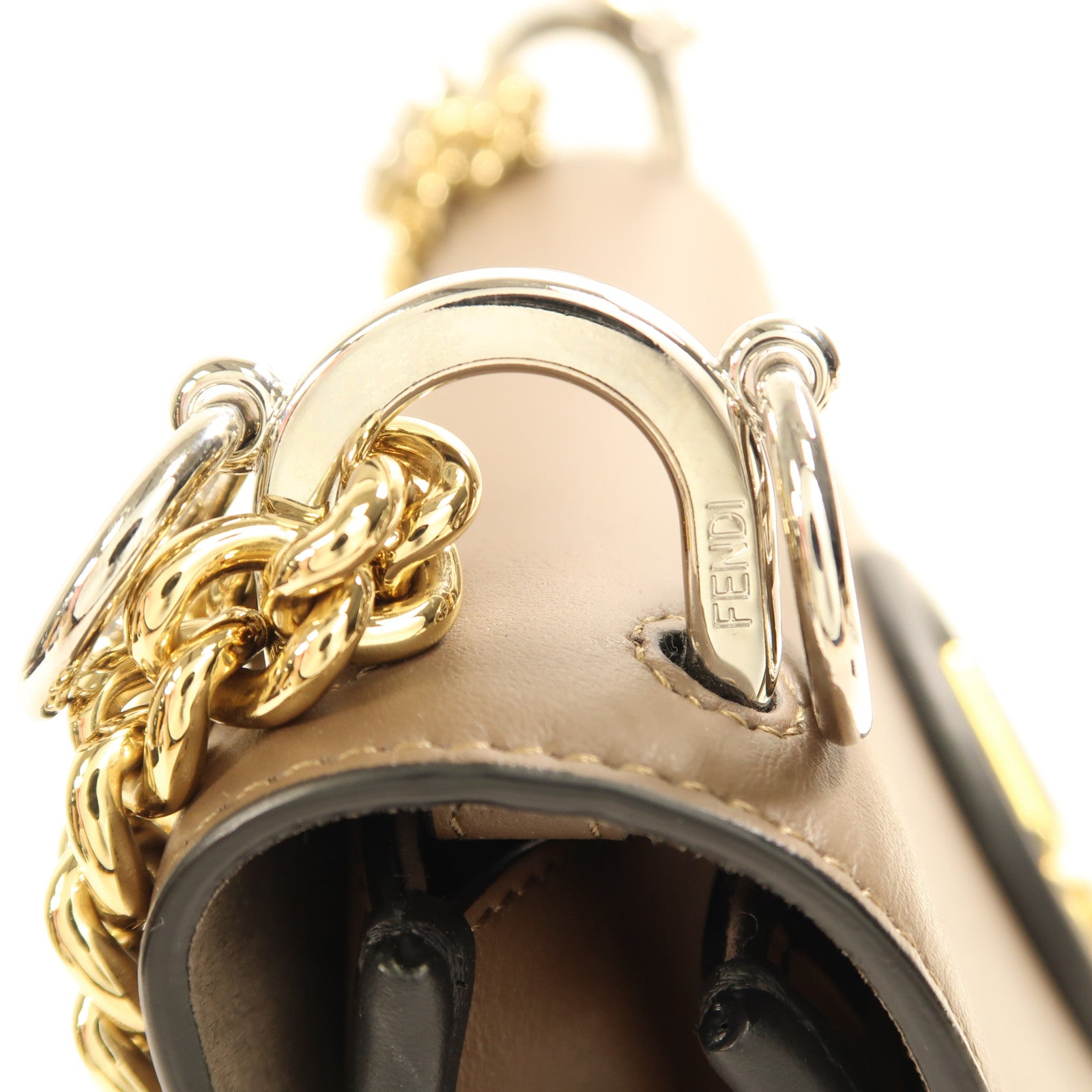 FENDI GHW Shoulder Bag 8BT286 Calfskin Leather Brown