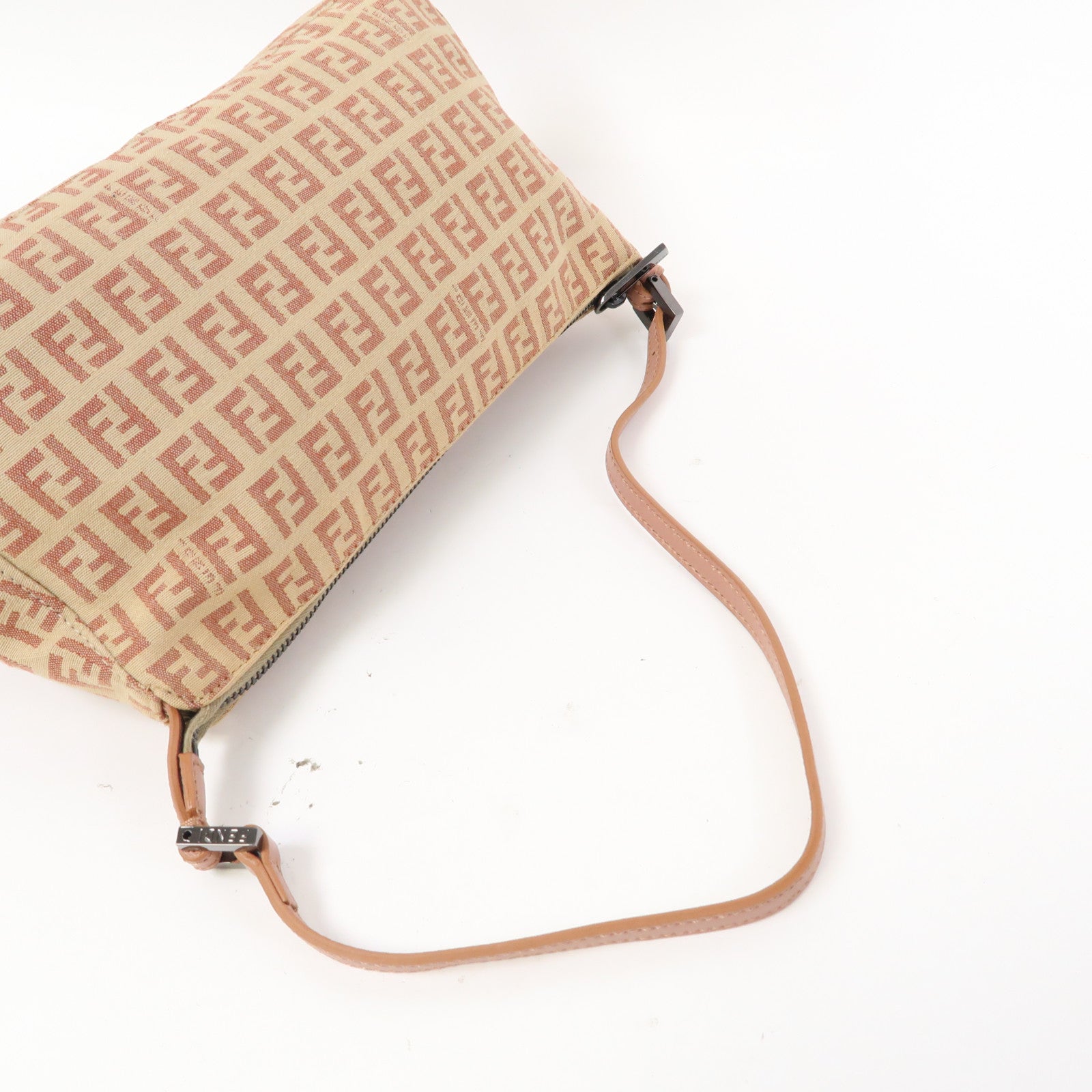 FENDI 帆布Shoulder Bag肩背袋粉紅色/米色