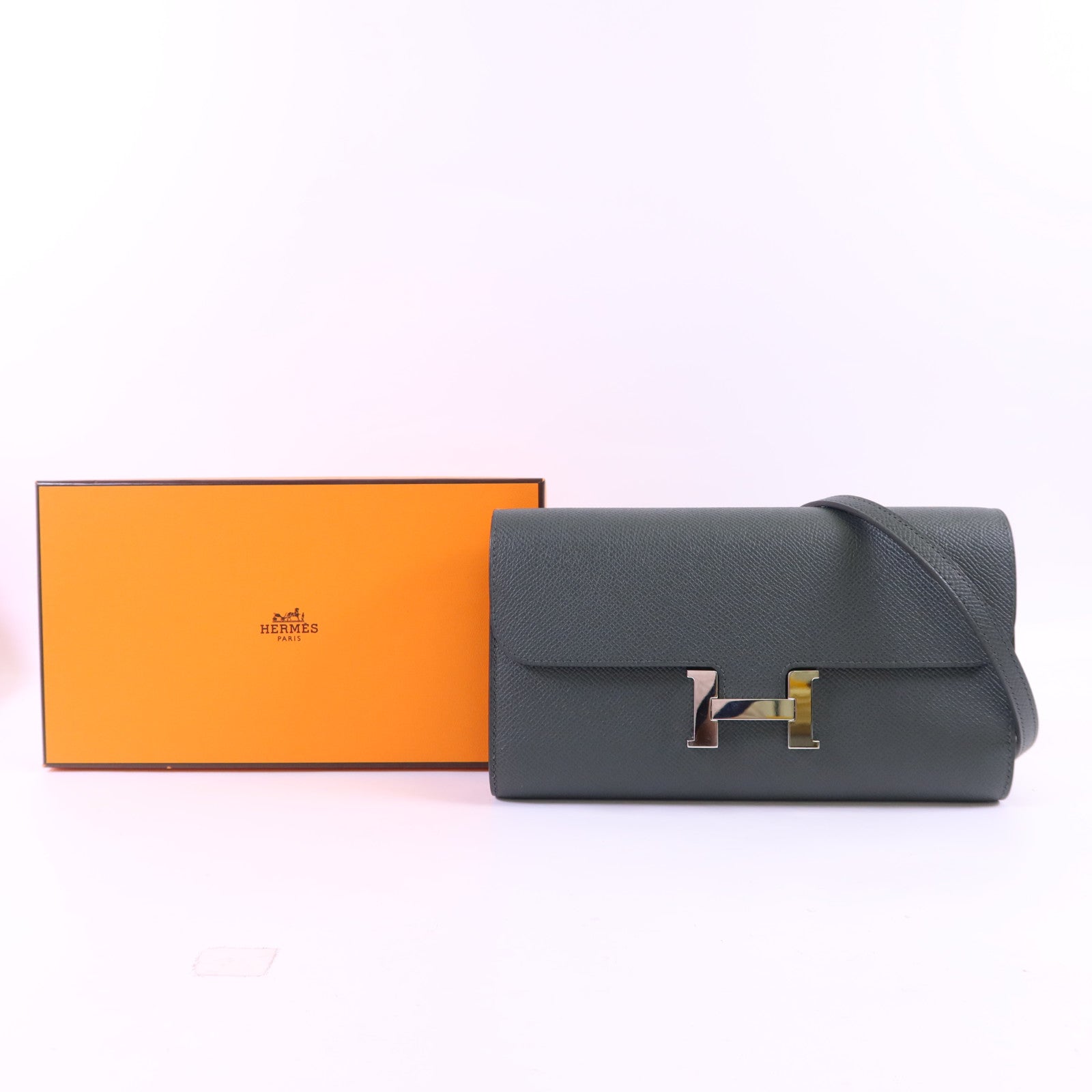 HERMES Epsom皮革Constance To Go銀扣肩背袋