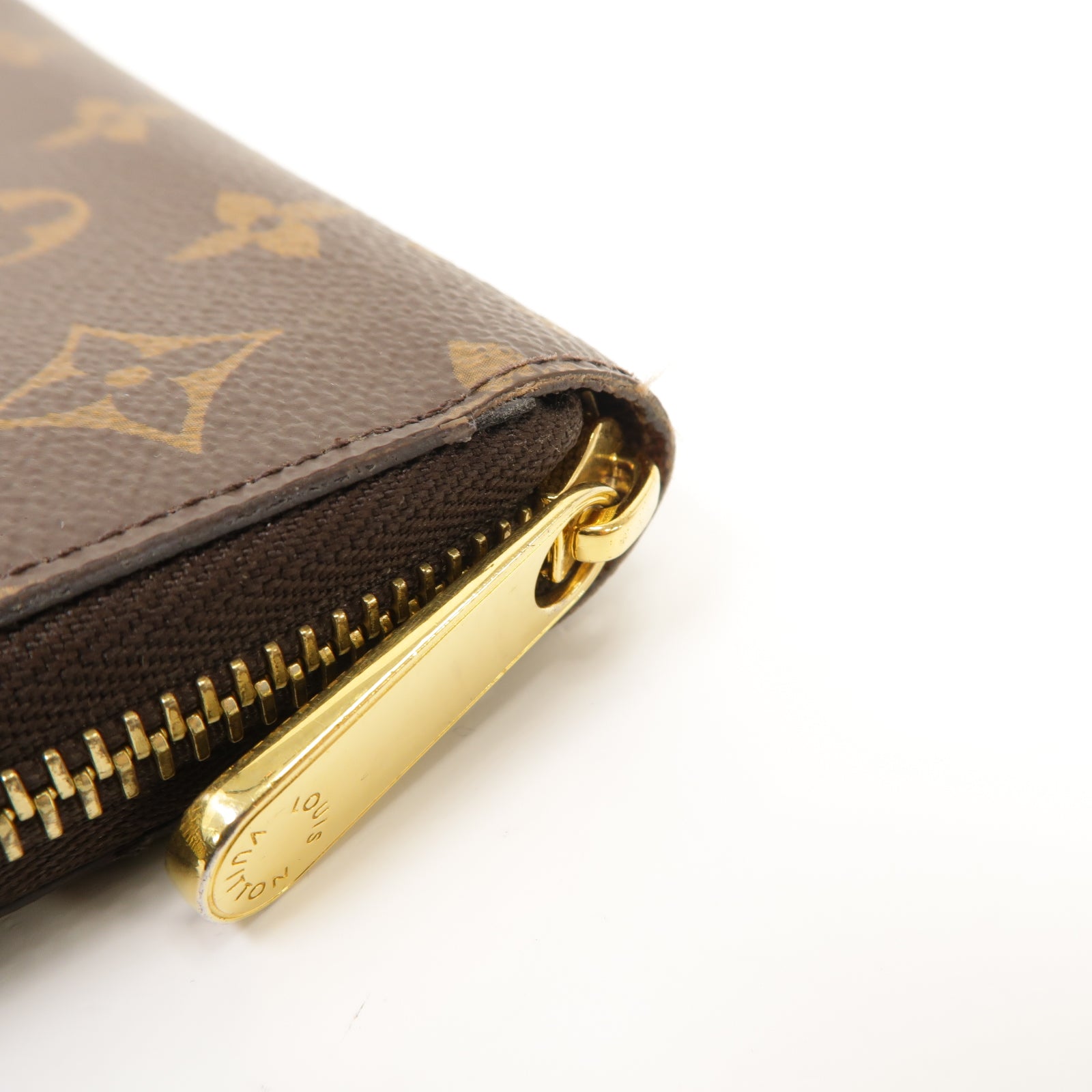 LOUIS VUITTON Monogram Zipper Long Wallet金扣圓形長錢包啡色