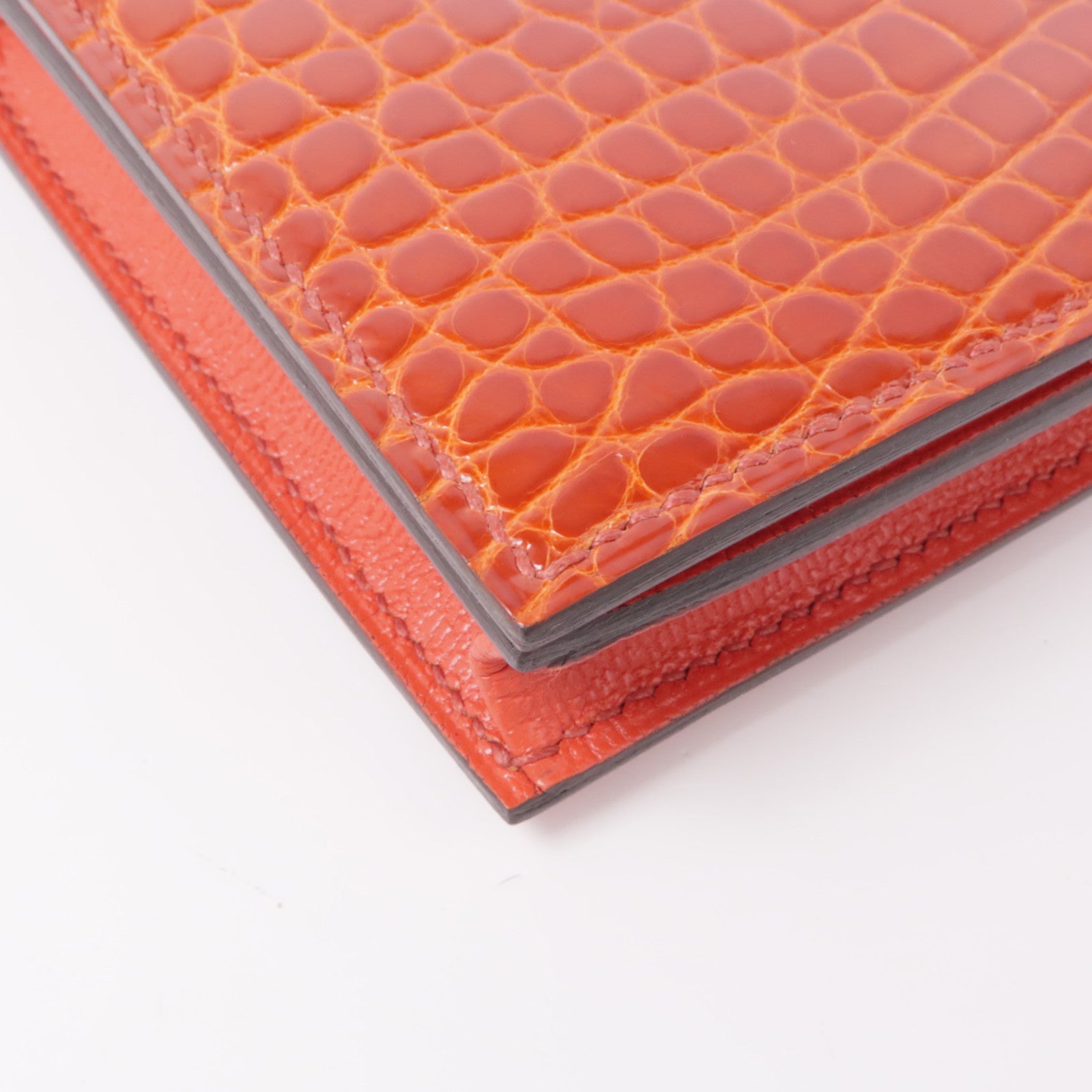 HERMES 鱷魚皮革Bearn Long wallet金扣長錢包