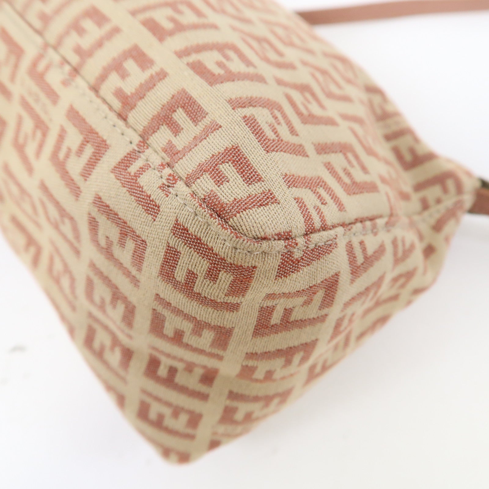 FENDI 帆布Shoulder Bag肩背袋粉紅色/米色