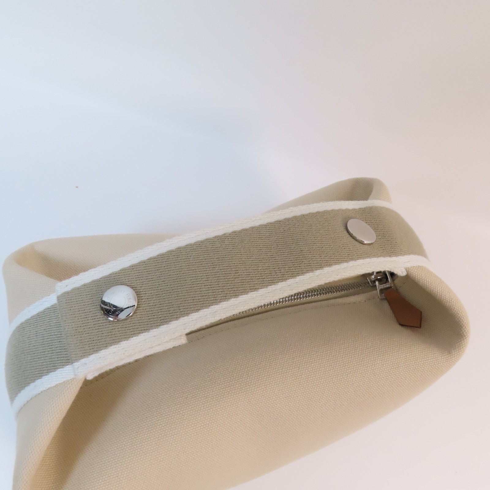 HERMES 帆布Bride A Brac銀扣手挽袋Nata