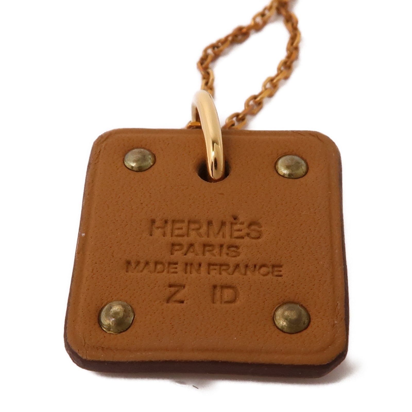 HERMES 鍍玫瑰金/Swift皮革As De Coeur Pendant項鍊