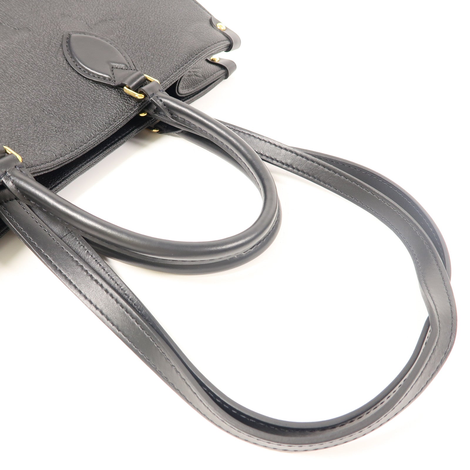 LOUIS VUITTON Monogram Empreinte On The Go金扣手挽肩背兩用袋黑色