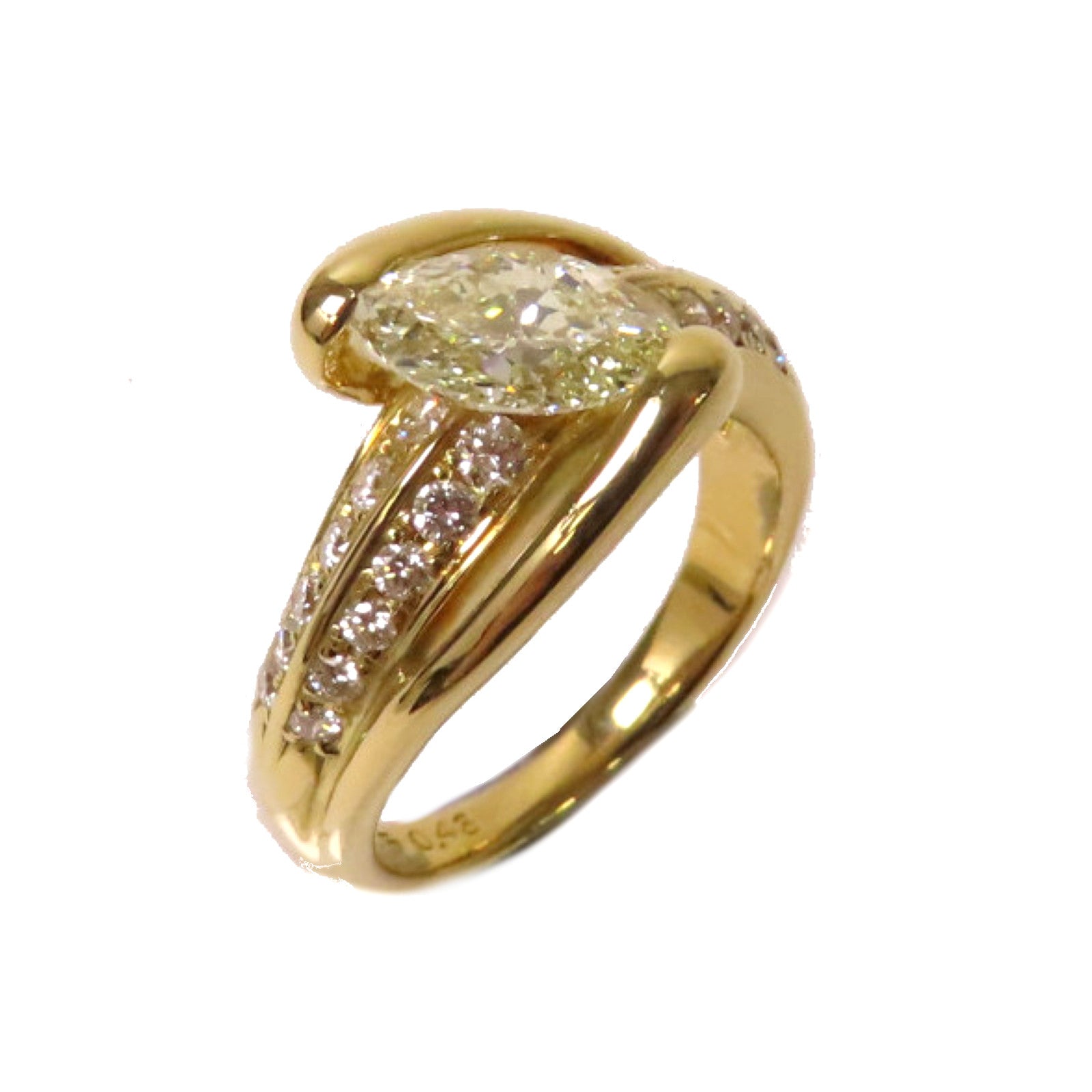 JEWELRY 【激減優惠】18K黃金/1.005ct/0.43ct鑽石Diamond Ring戒指US#5.5