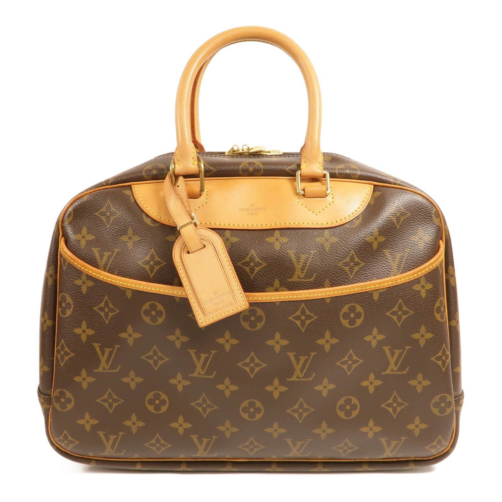 LOUIS VUITTON Monogram Deauville金扣手挽袋棕色