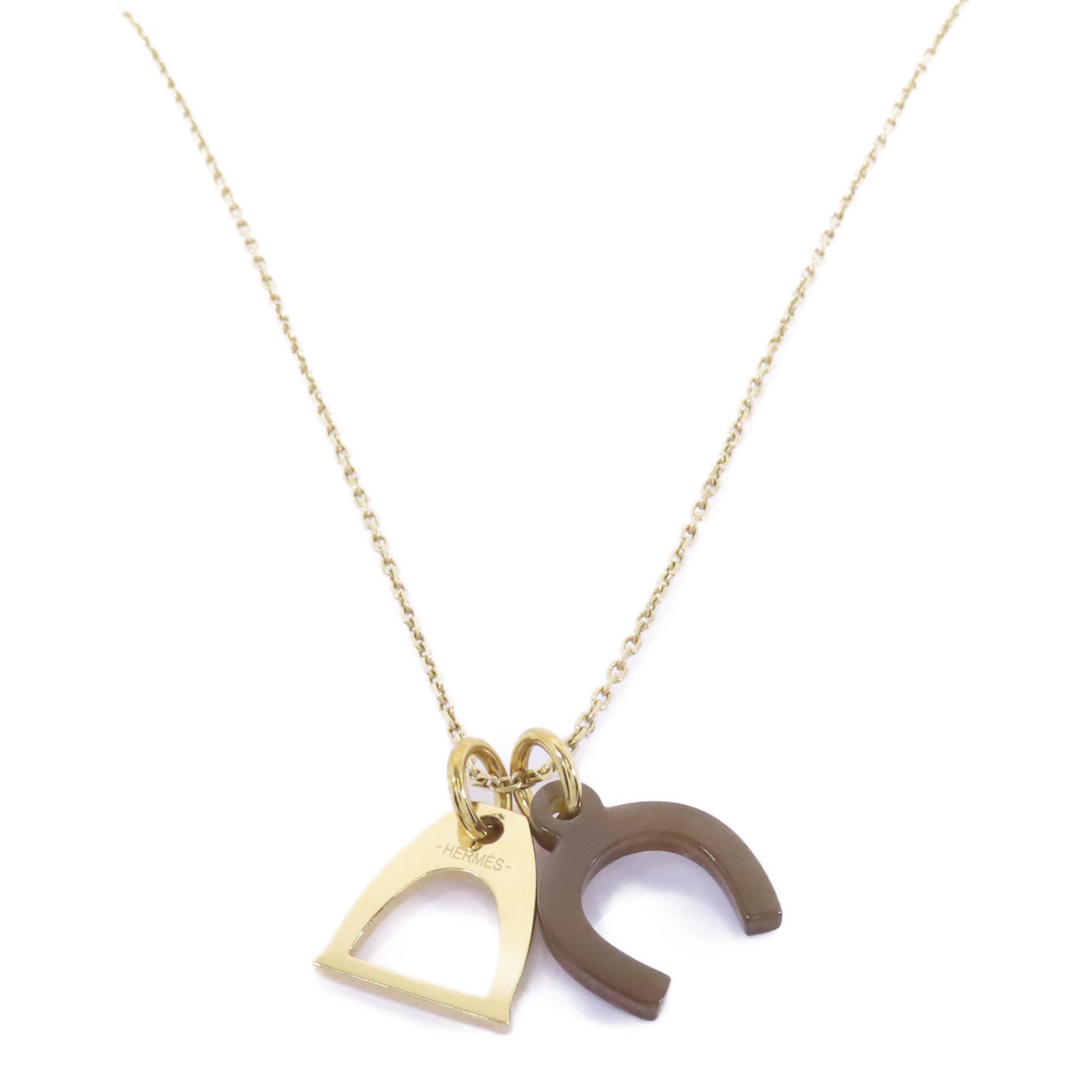 HERMES 金屬/Horn Necklace項鍊啡色/金色