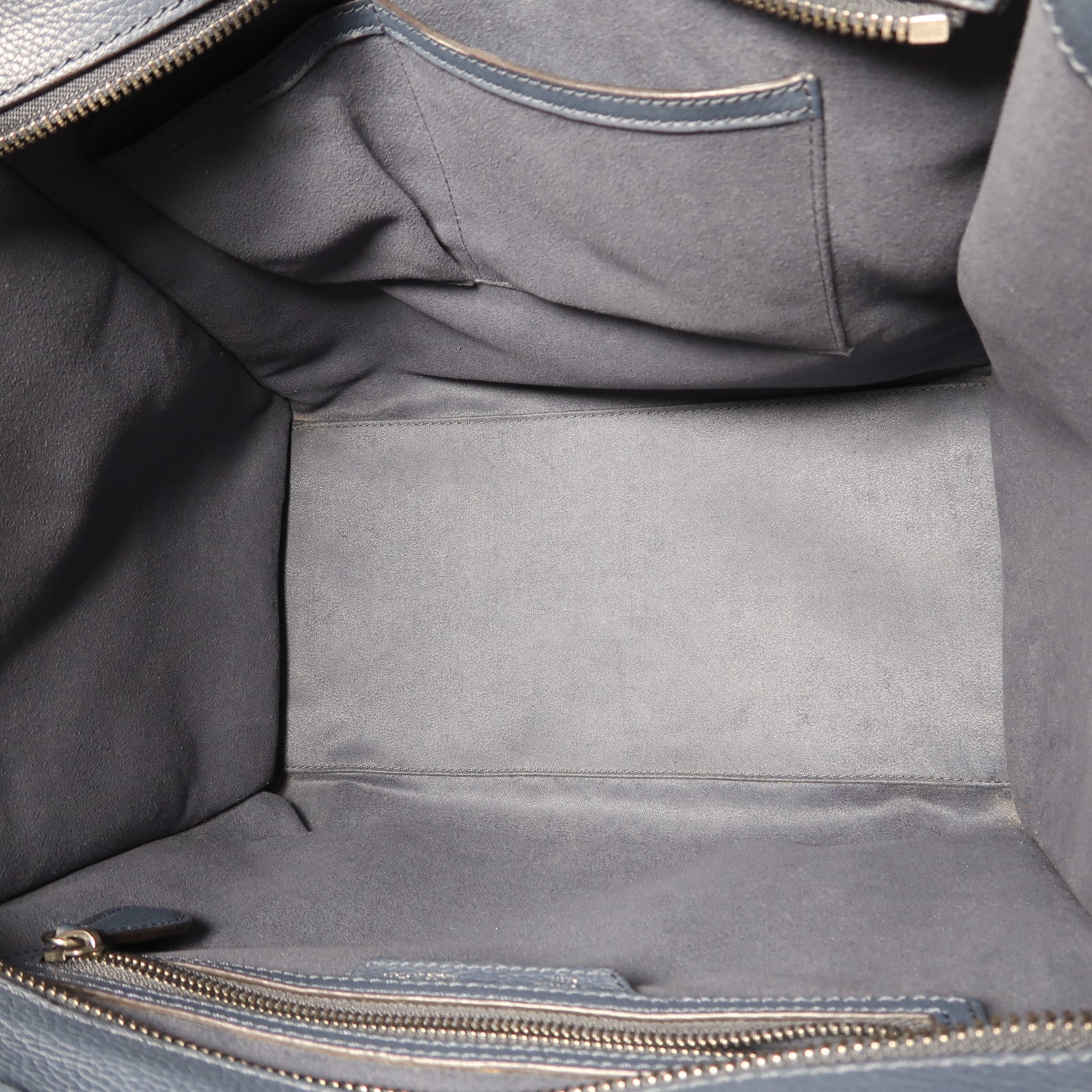 CELINE 【激減優惠】牛皮皮革Luggage銀扣手挽袋藍色