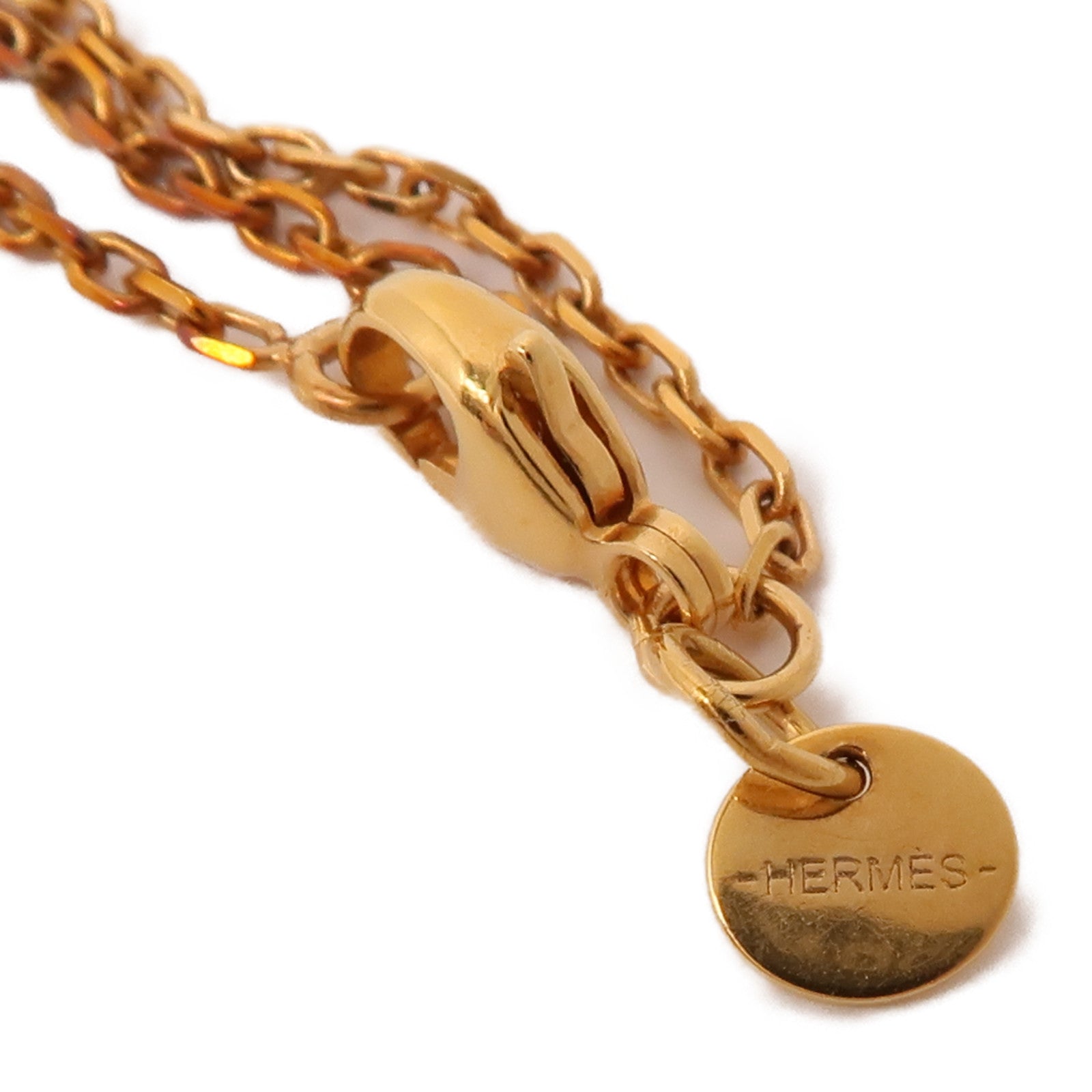 HERMES 鍍玫瑰金/Swift皮革As De Coeur Pendant項鍊